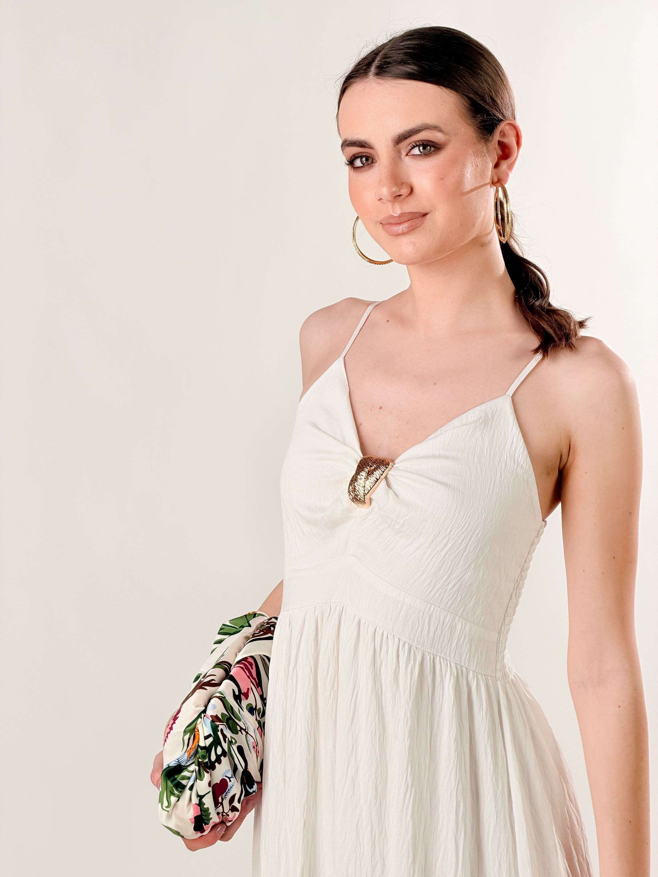 Vestito Allure con Accessorio oro|Colore:Bianco