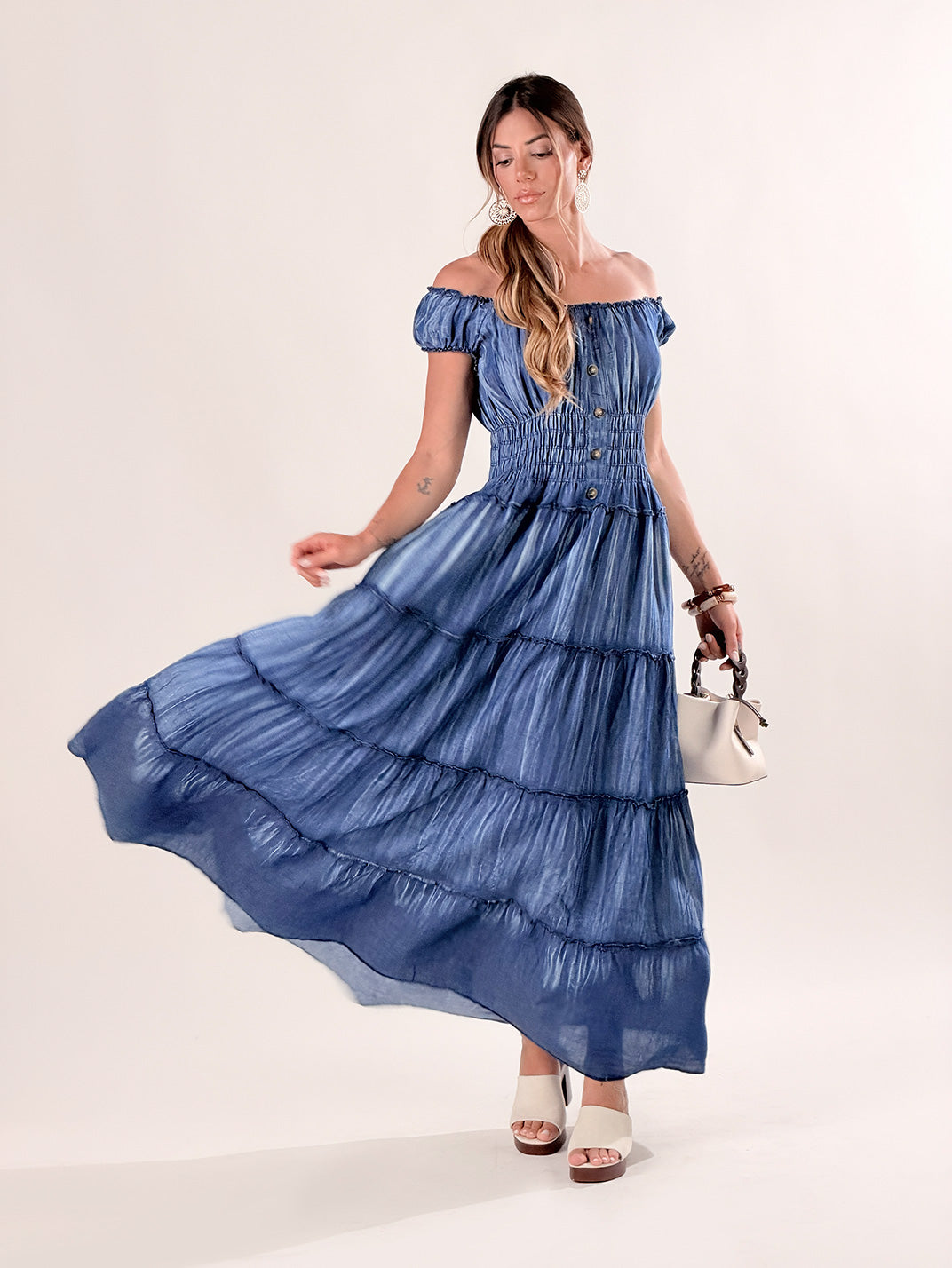 Vestito lungo Flamenco|Colore:Jeans