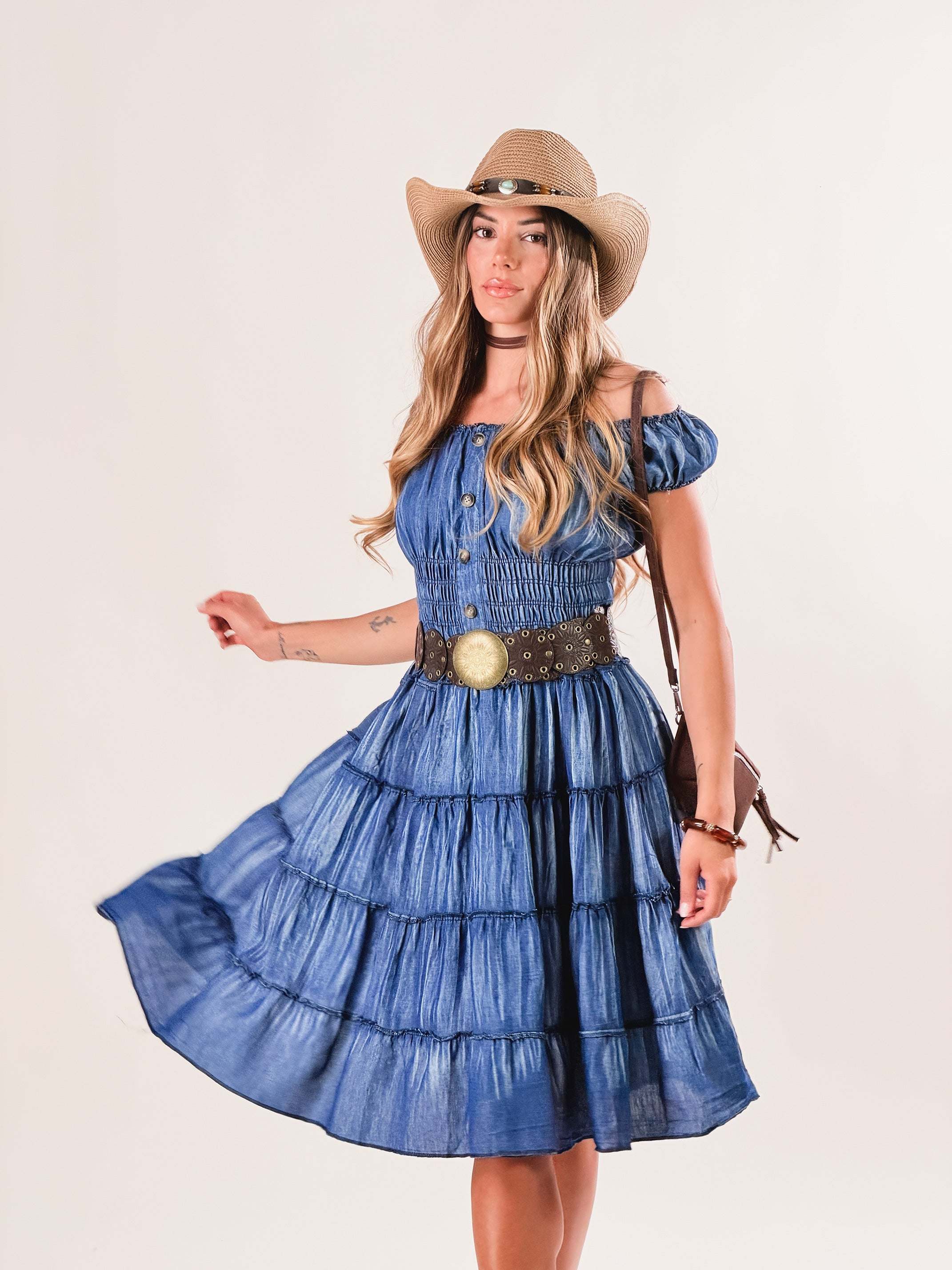 Vestito corto Flamenco|Colore:Jeans