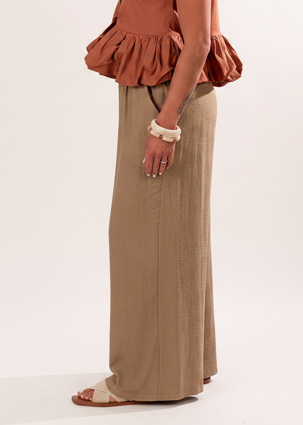 Pantalone capri misto lino|Colore:Terra