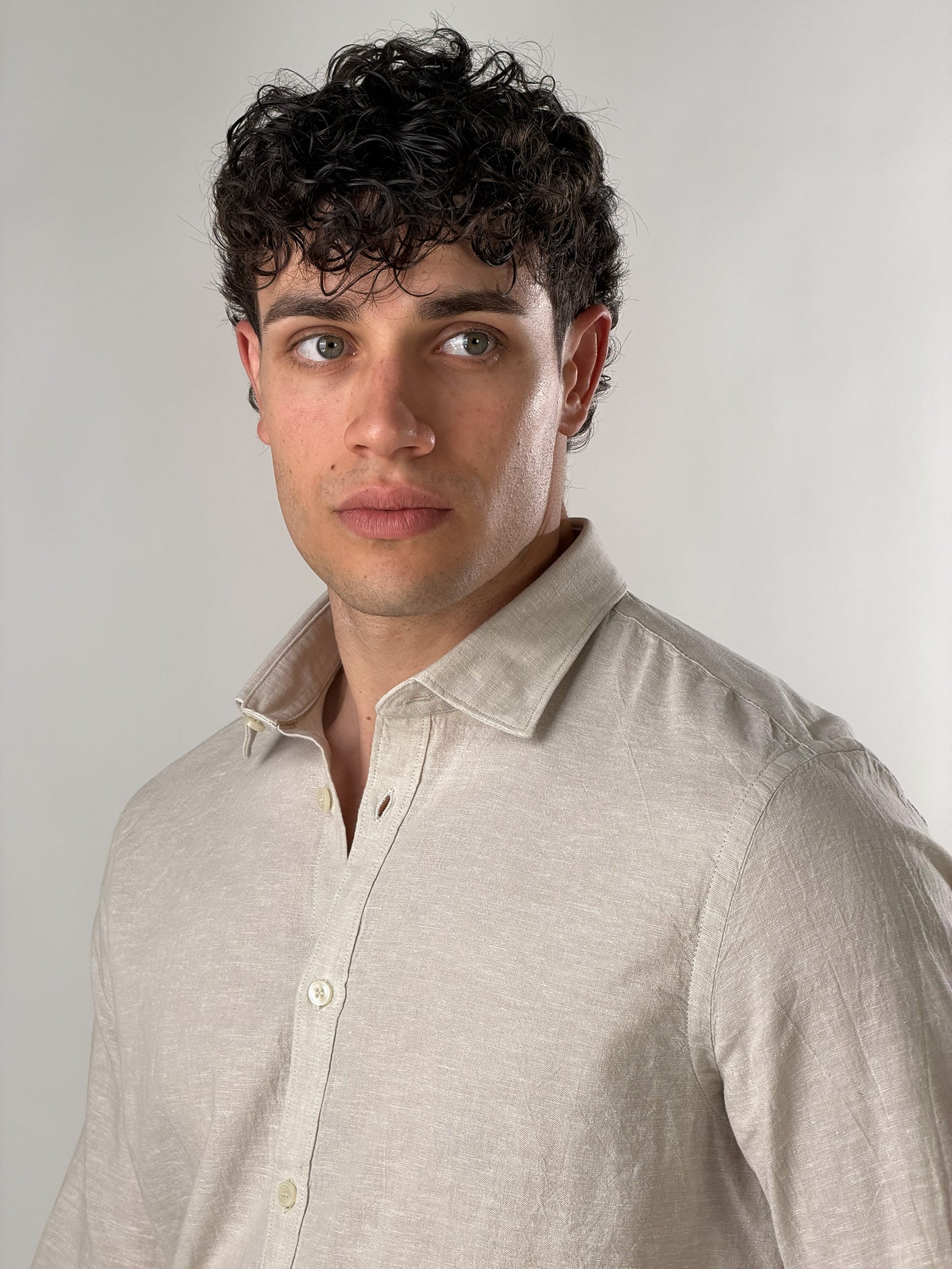 Camicia mélange colletto classico|Colore:Beige