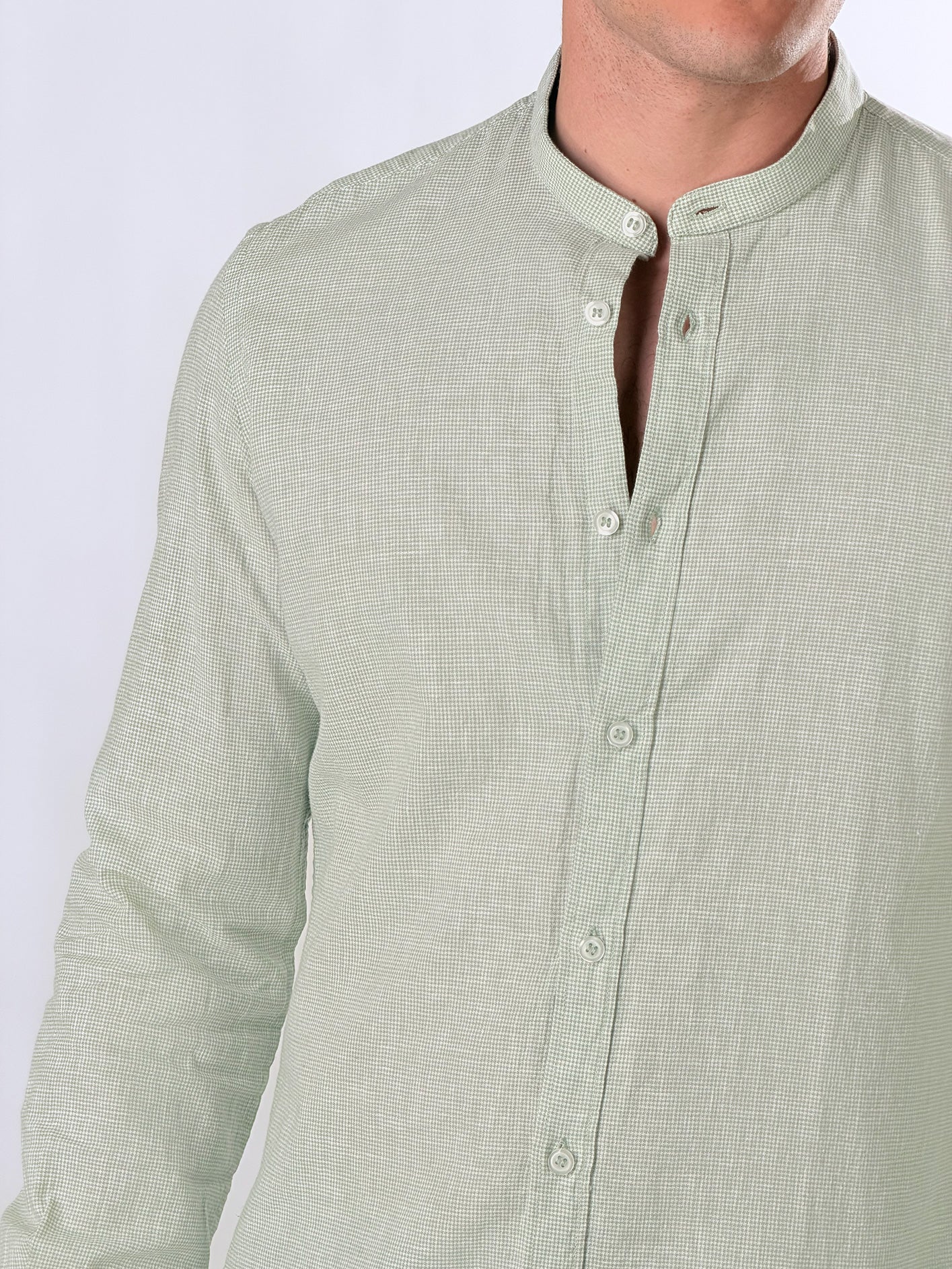 Camicia coreana micro quadretti|Colore:Verde