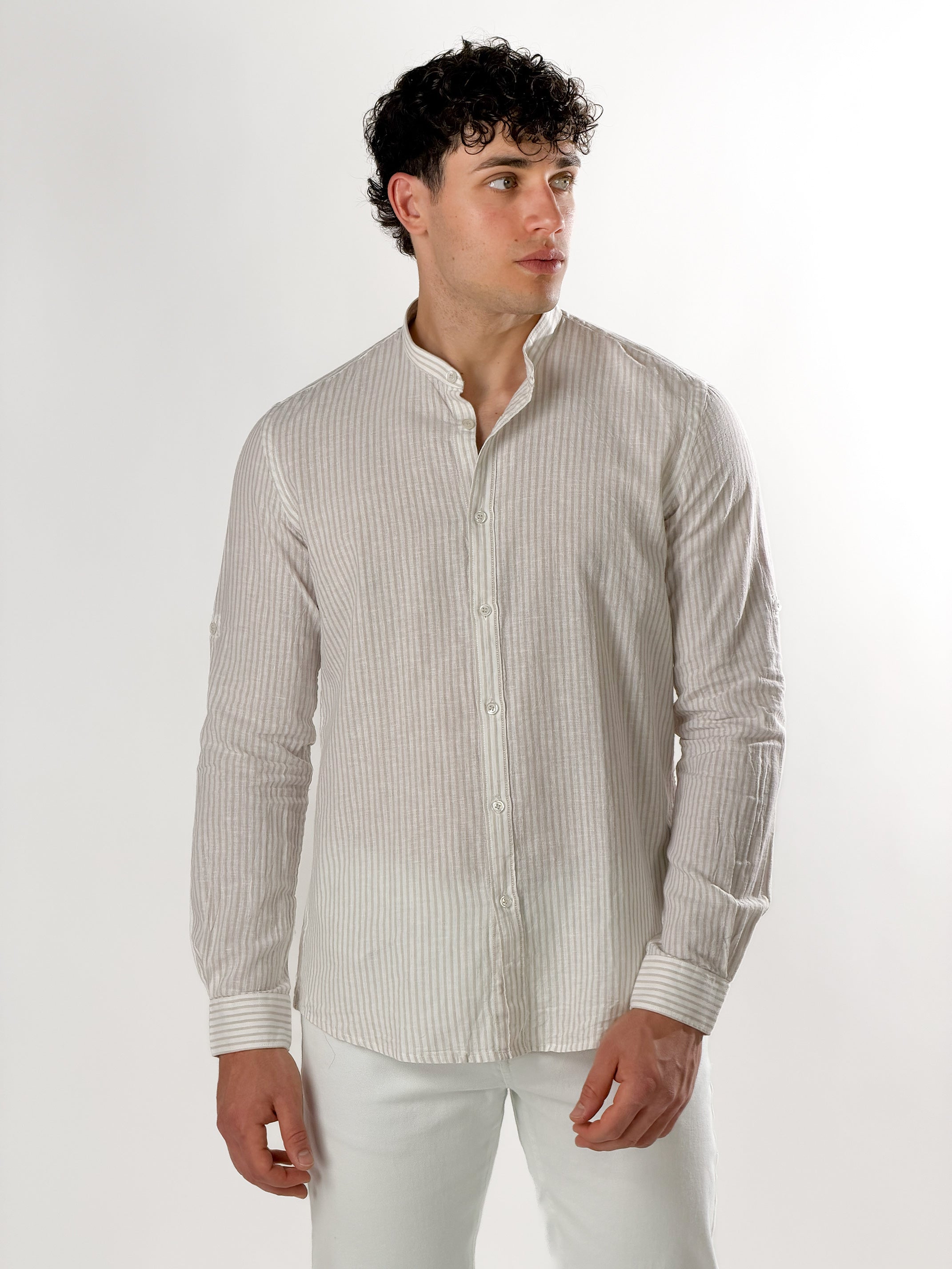 Camicia con maniche martingala|Colore:Beige