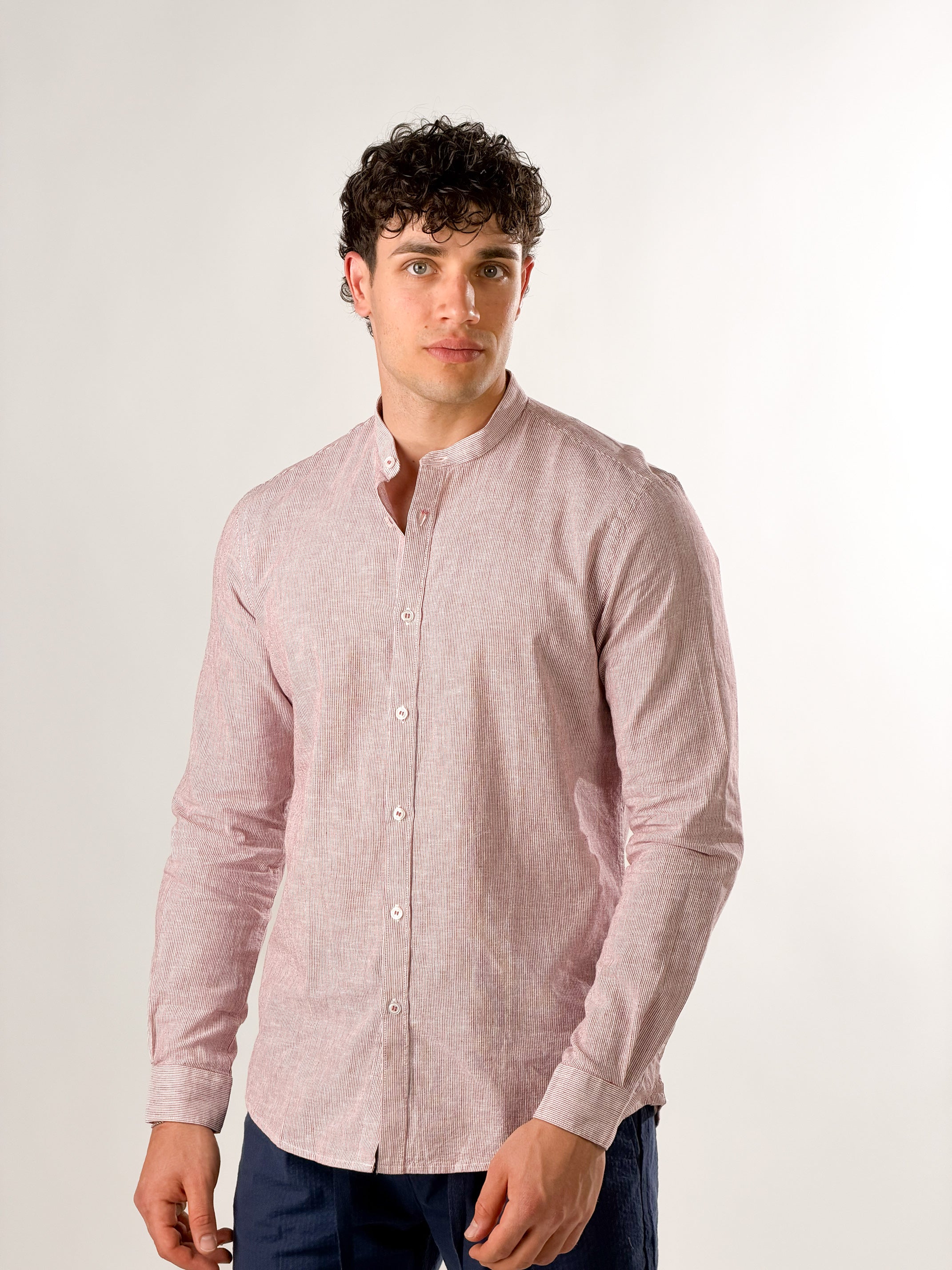 Camicia Collo coreana |Colore:Bordeaux