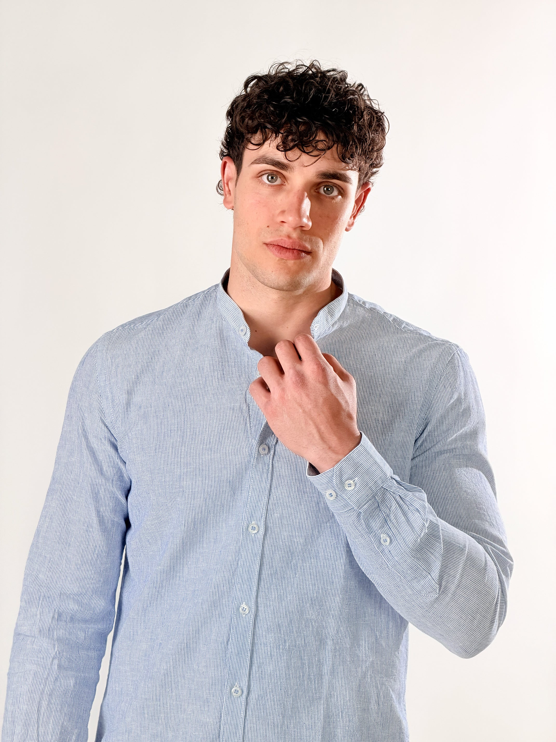 Camicia Collo coreana |Colore:Bluette