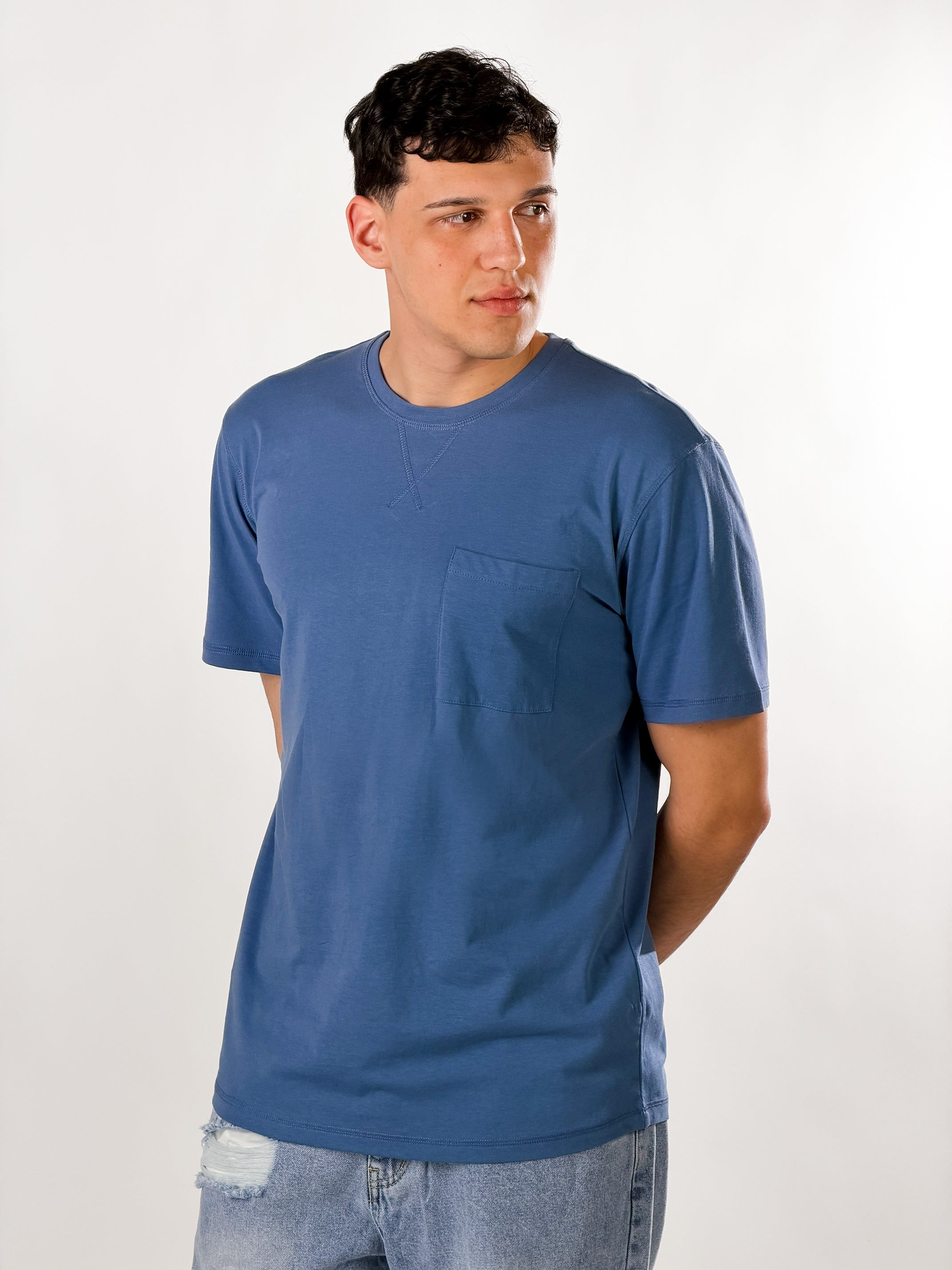 T-Shirt con taschino regular Fit|Colore:Blu avion