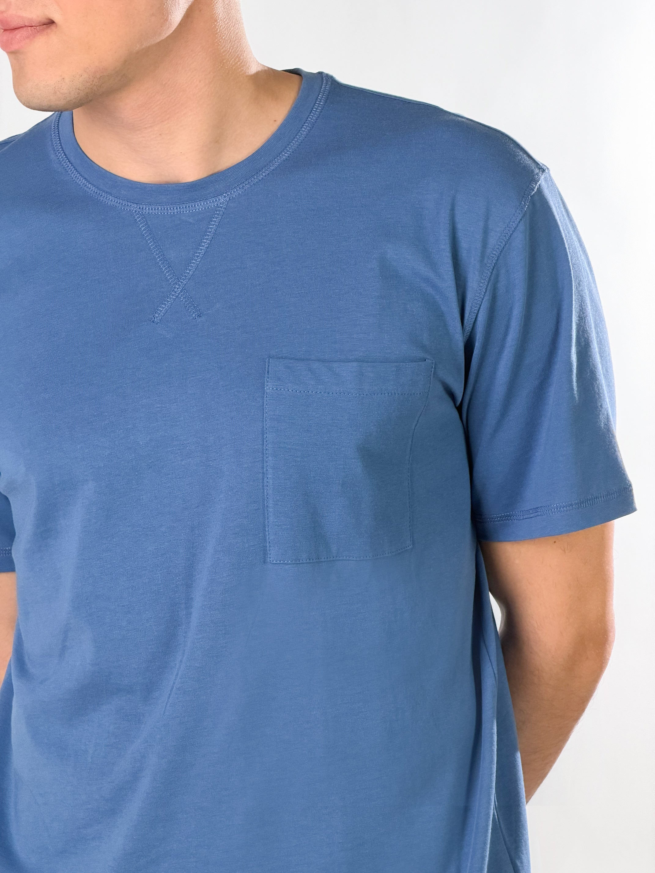 T-Shirt con taschino regular Fit|Colore:Blu avion