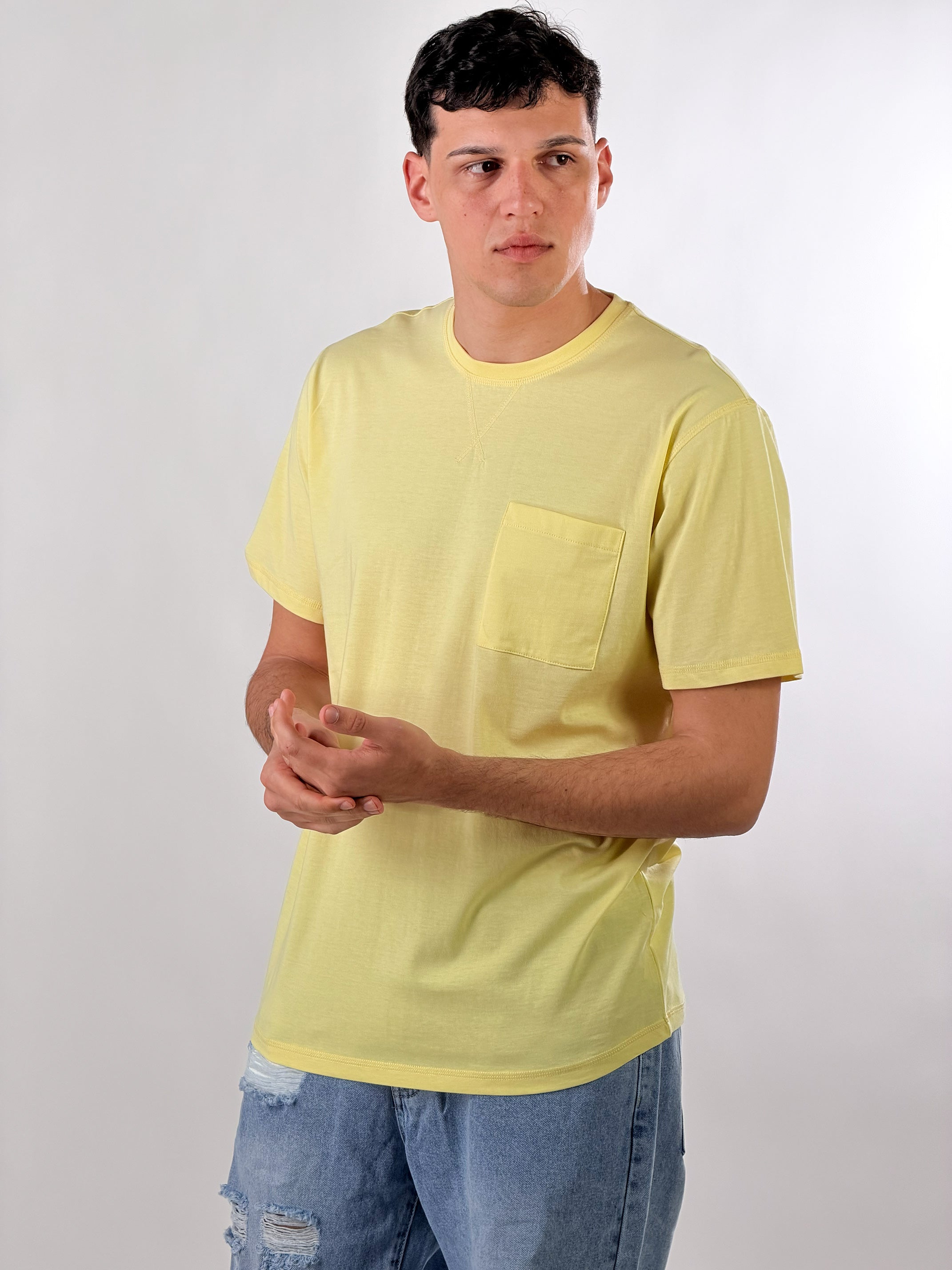 T-Shirt con taschino regular Fit|Colore:Giallo