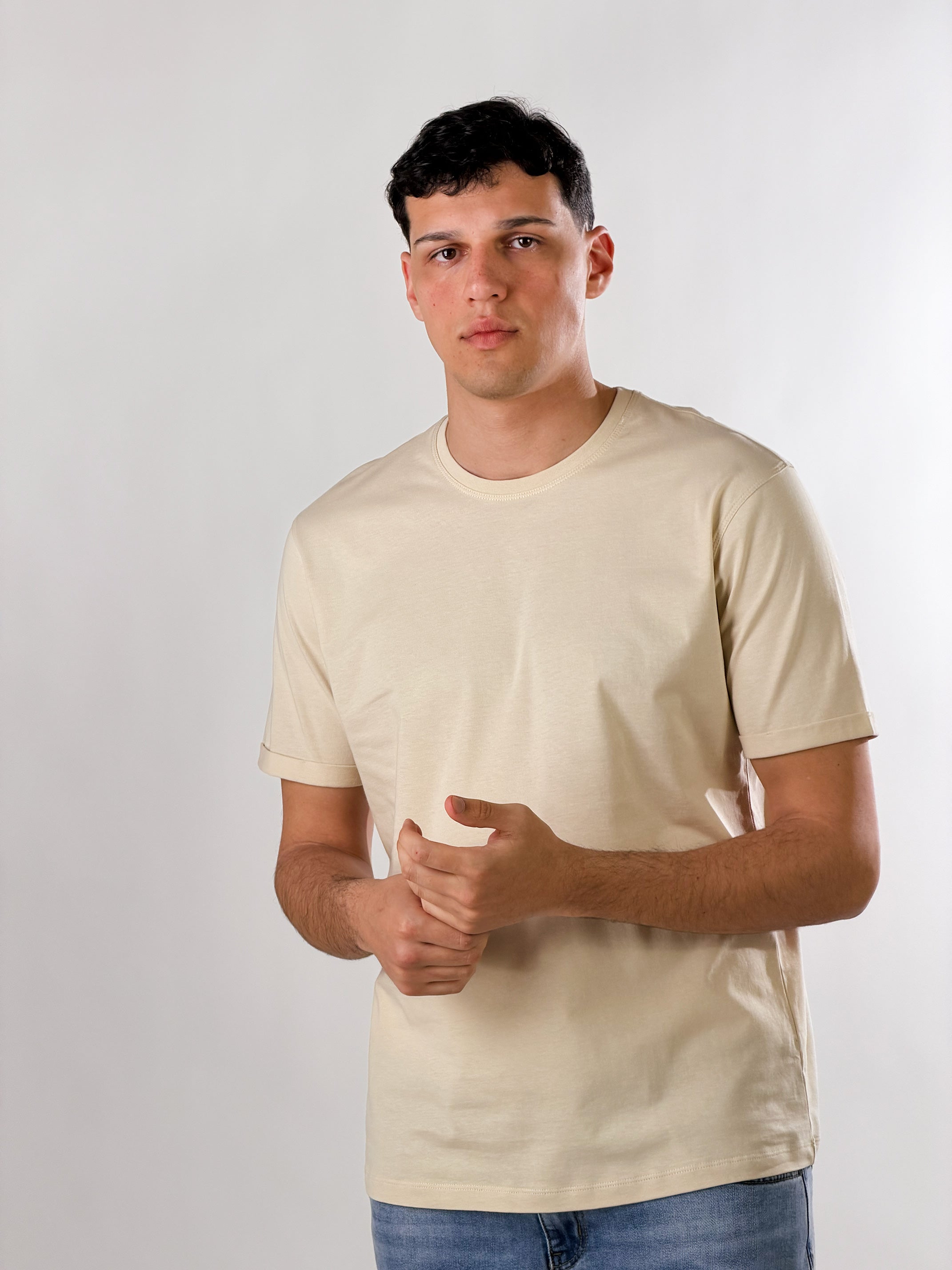 T-Shirt girocllo sottile base Fit|Colore:Beige