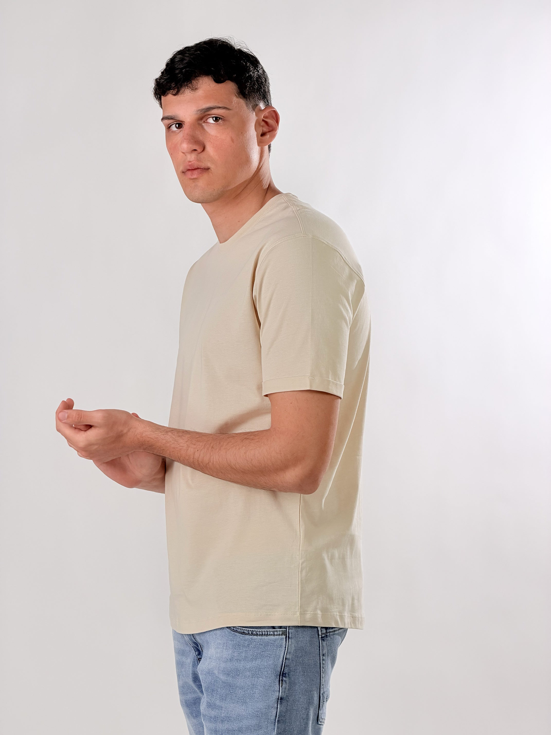 T-Shirt girocllo sottile base Fit|Colore:Beige