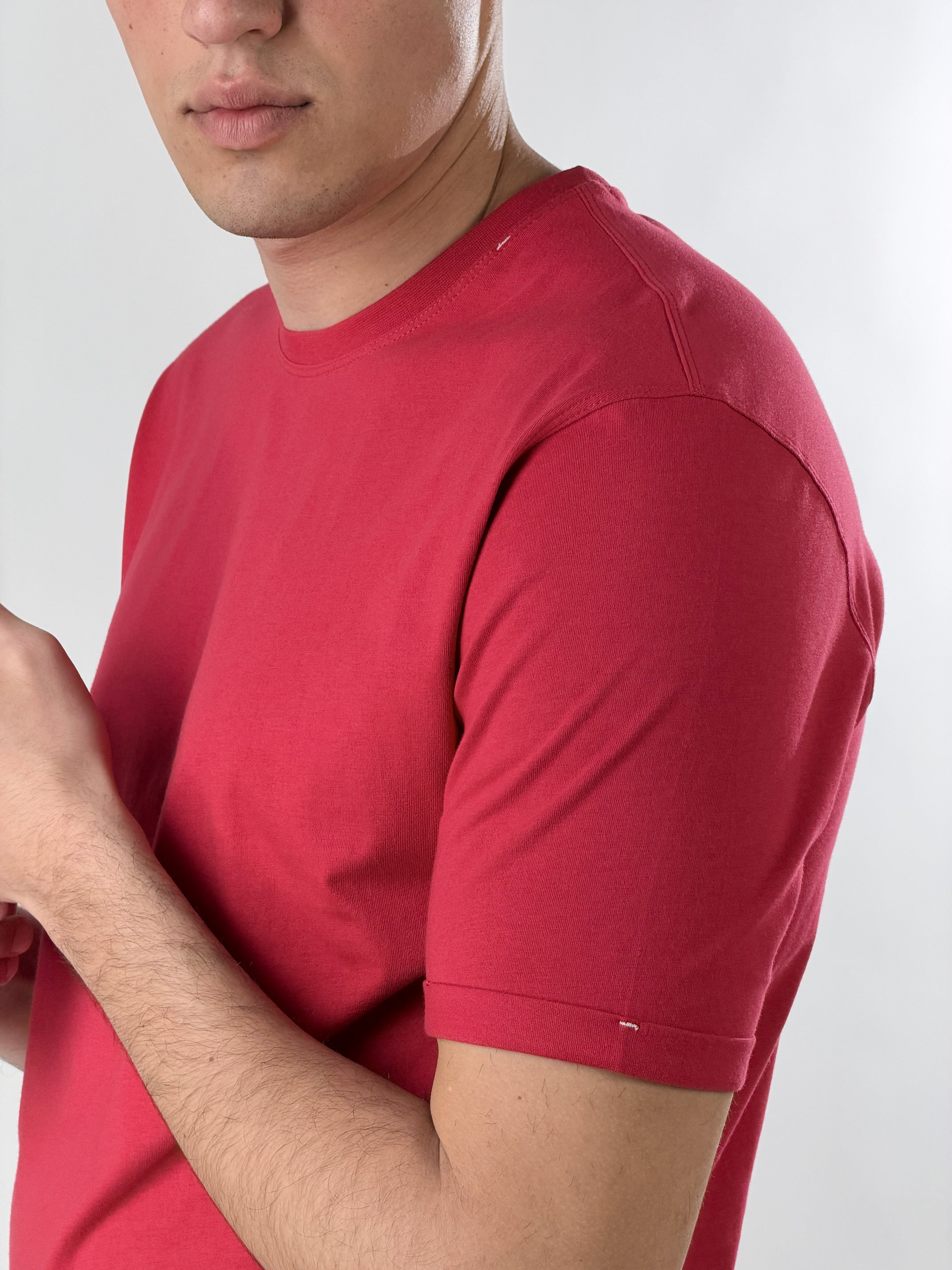 T-Shirt girocllo sottile base Fit|Colore:Corallo