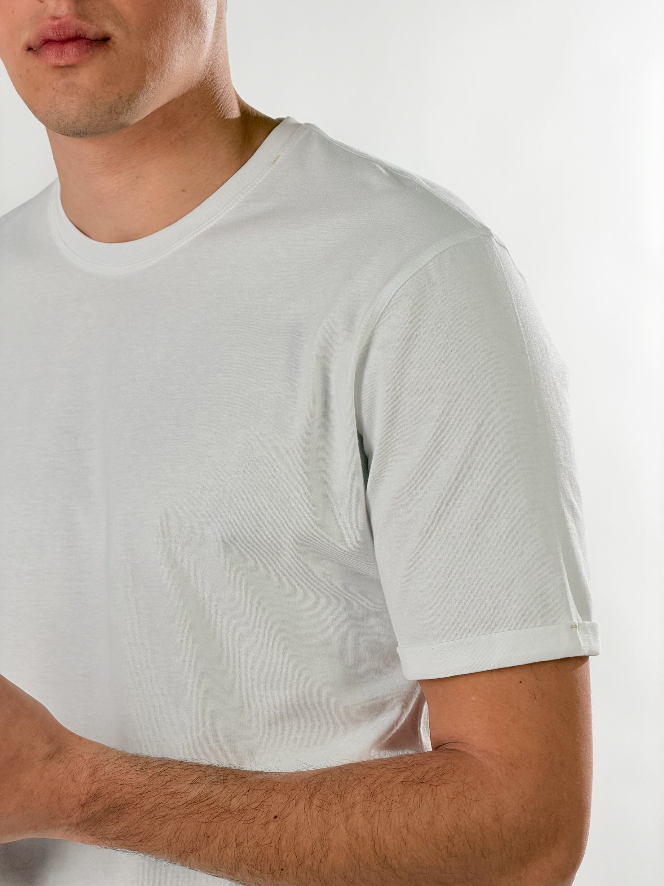 T-Shirt girocllo sottile base Fit|Colore:Bianco