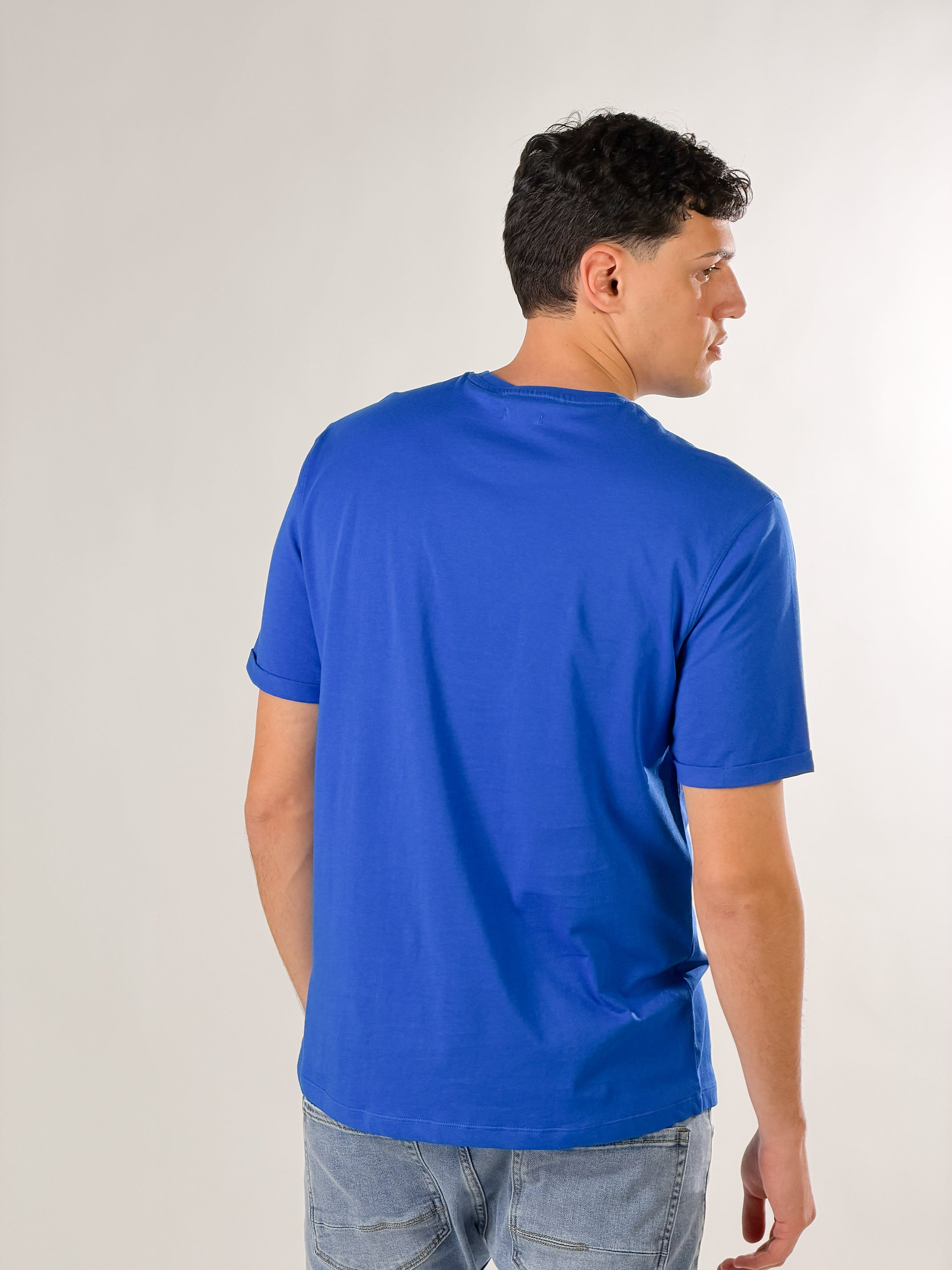 T-Shirt girocllo sottile base Fit|Colore:Blu royal