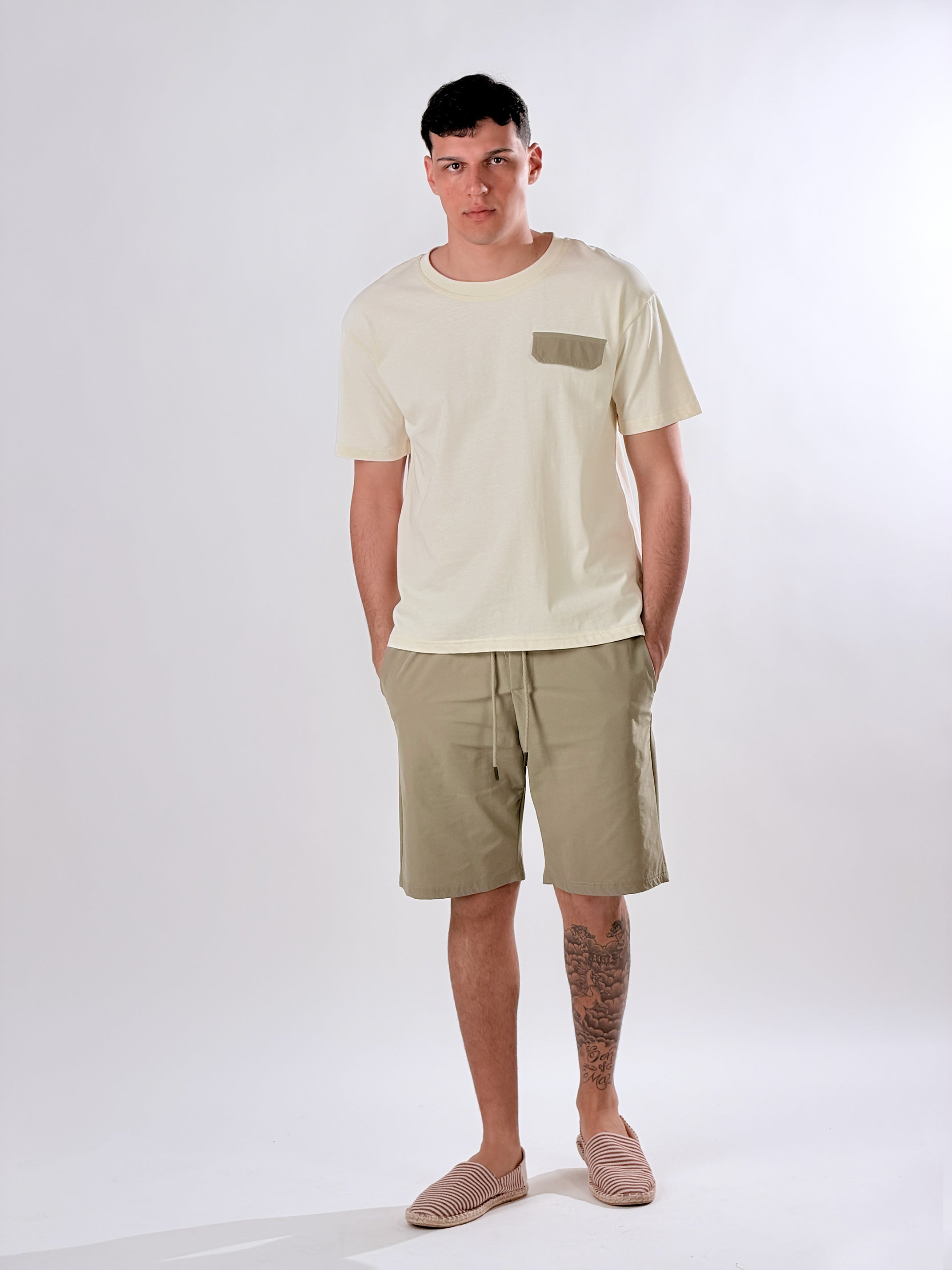 T-Shirt con tasche|Colore:Panna