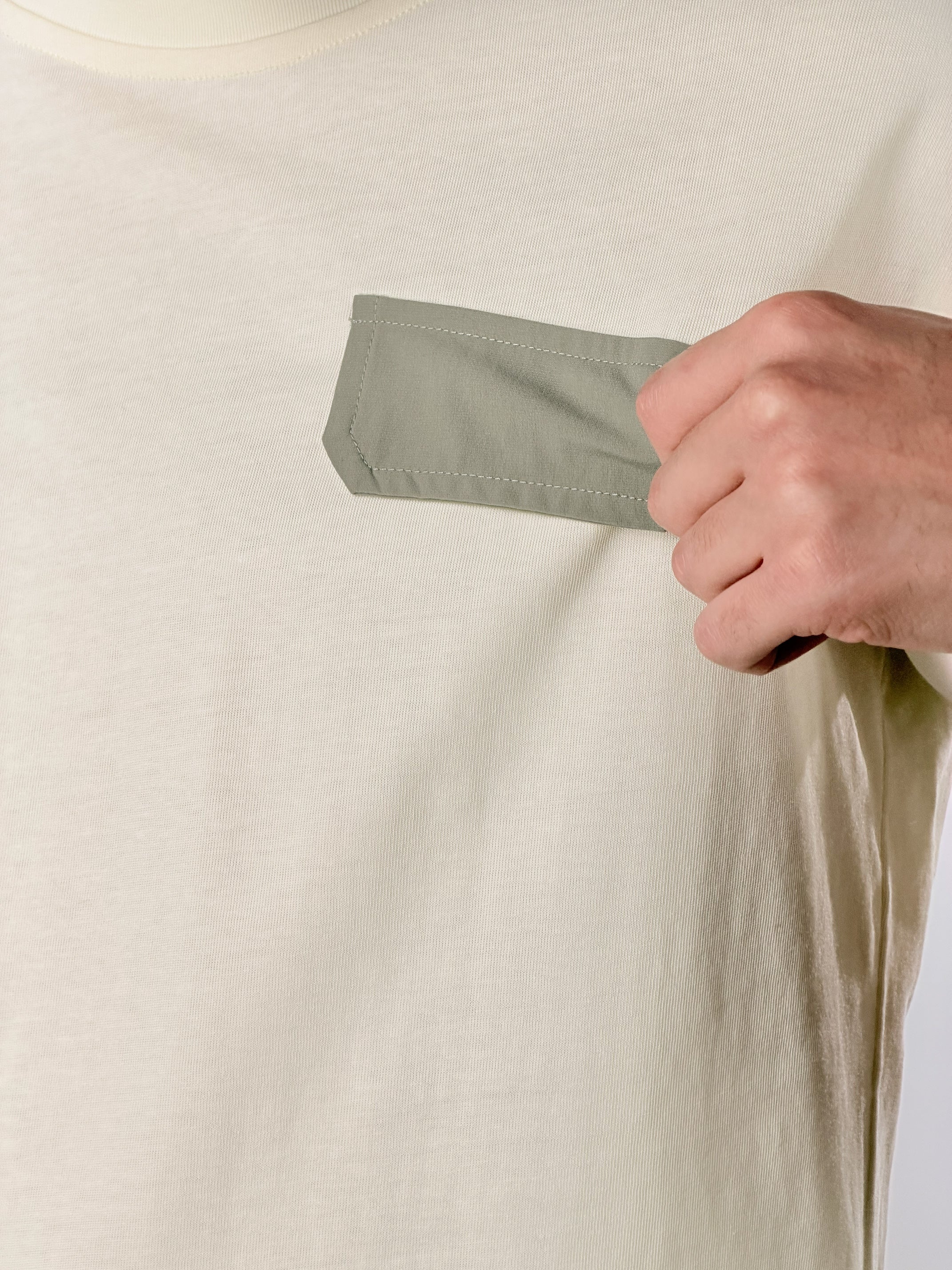 T-Shirt con tasche|Colore:Panna
