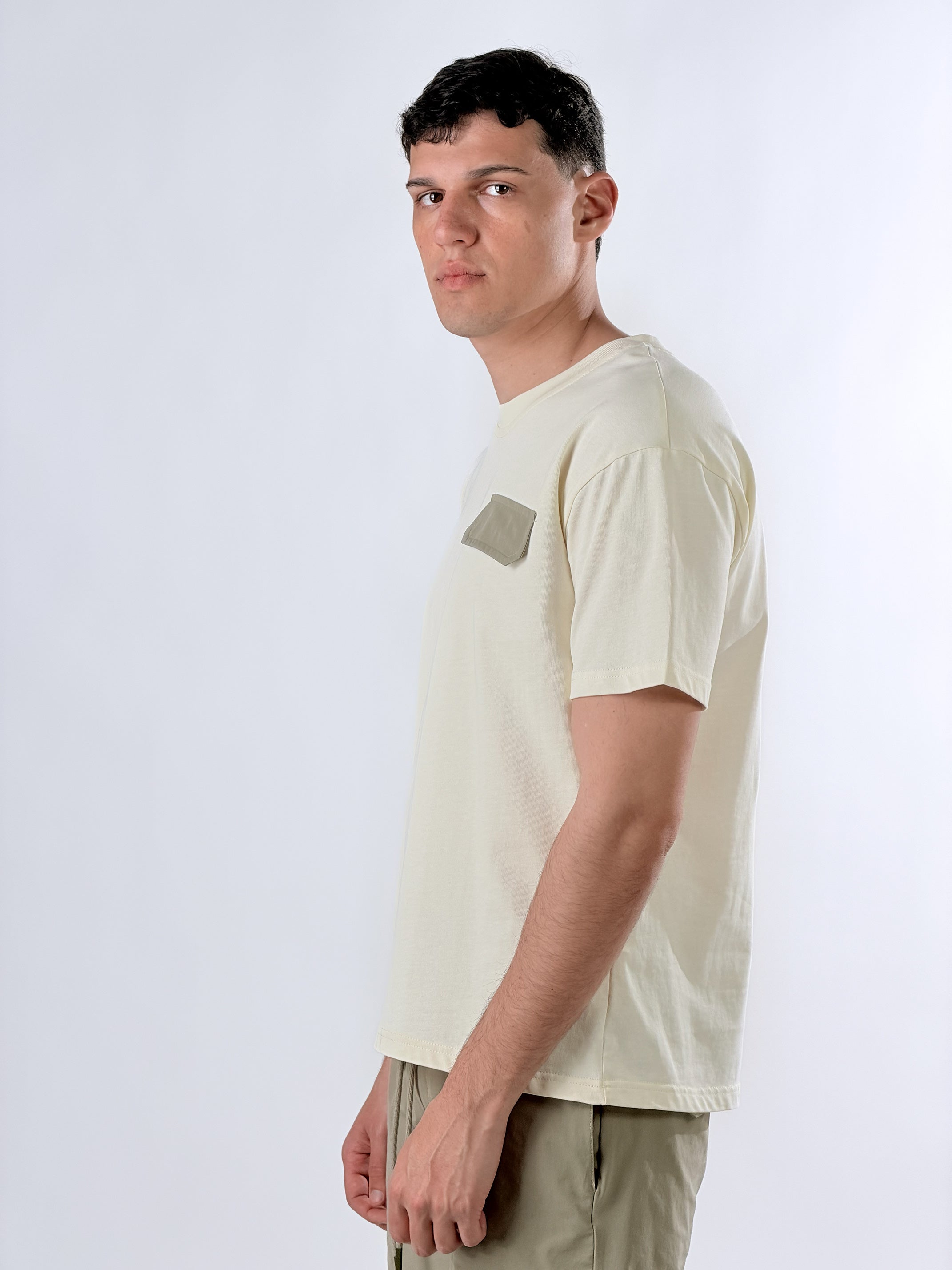 T-Shirt con tasche|Colore:Panna