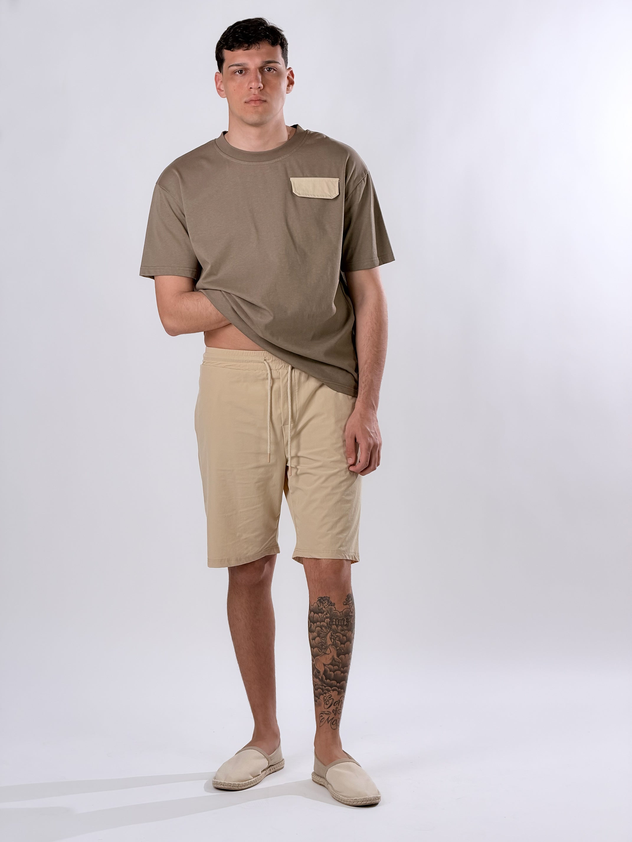 T-Shirt con tasche|Colore:Tortora