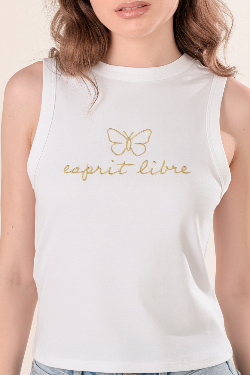 Top con ricamo dorato|Colore:Bianco latte