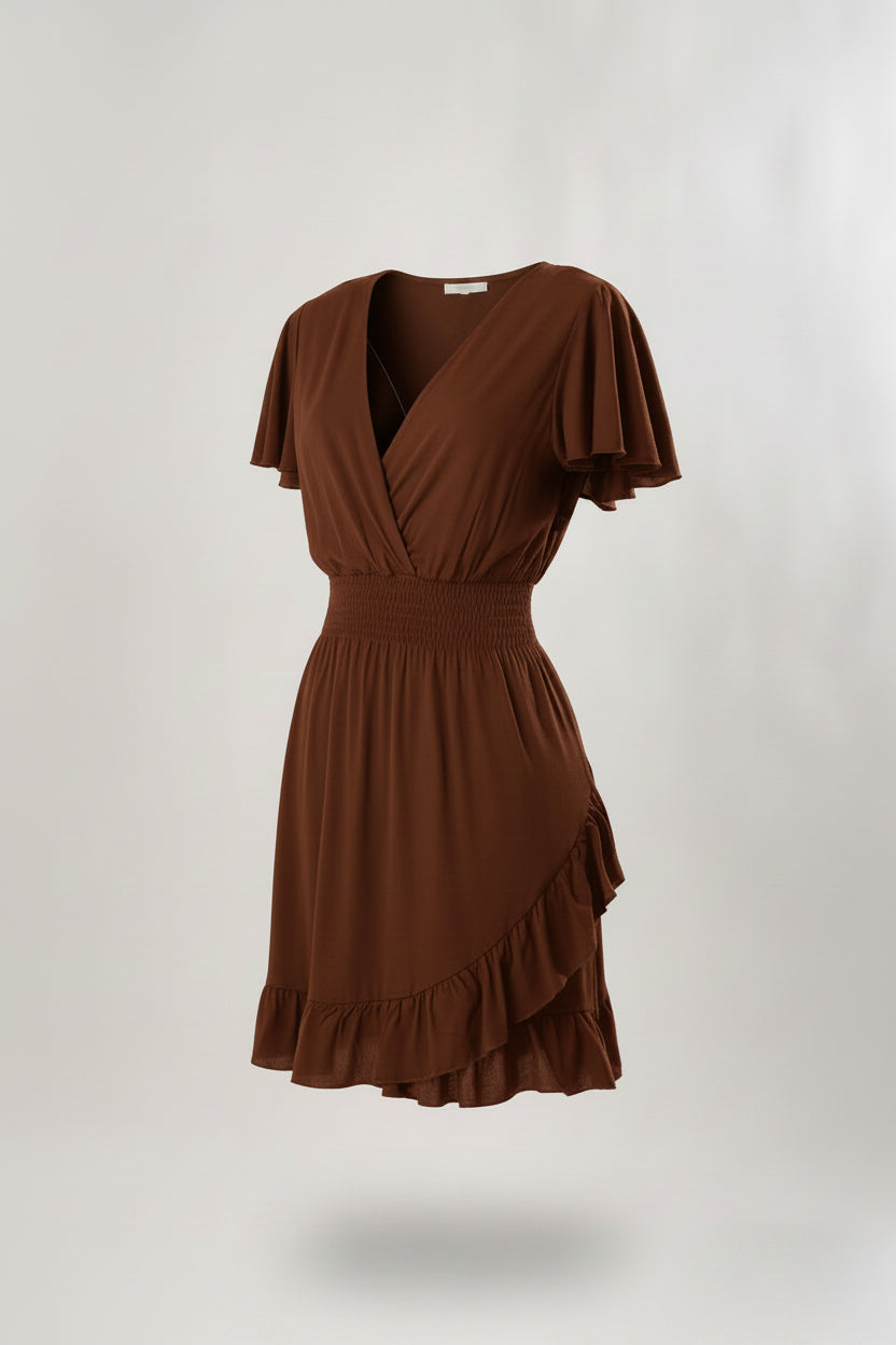 Abito Texas midi incrocio|Colore:Tabacco