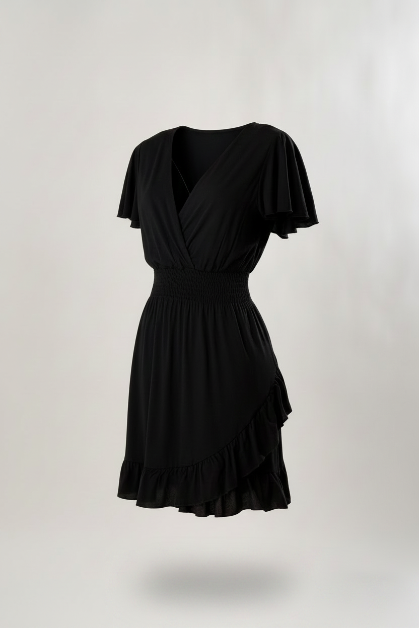 Abito Texas midi incrocio|Colore:Nero