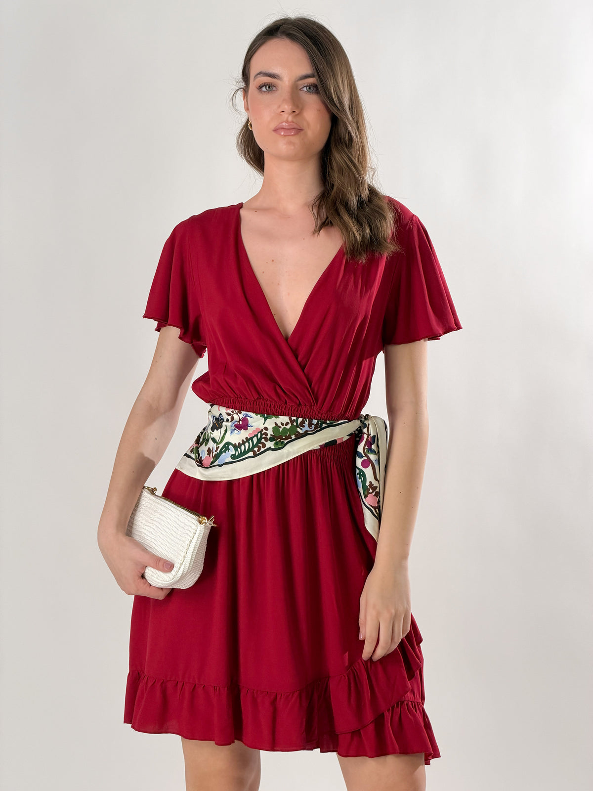 Abito Texas midi incrocio|Colore:Rosso india