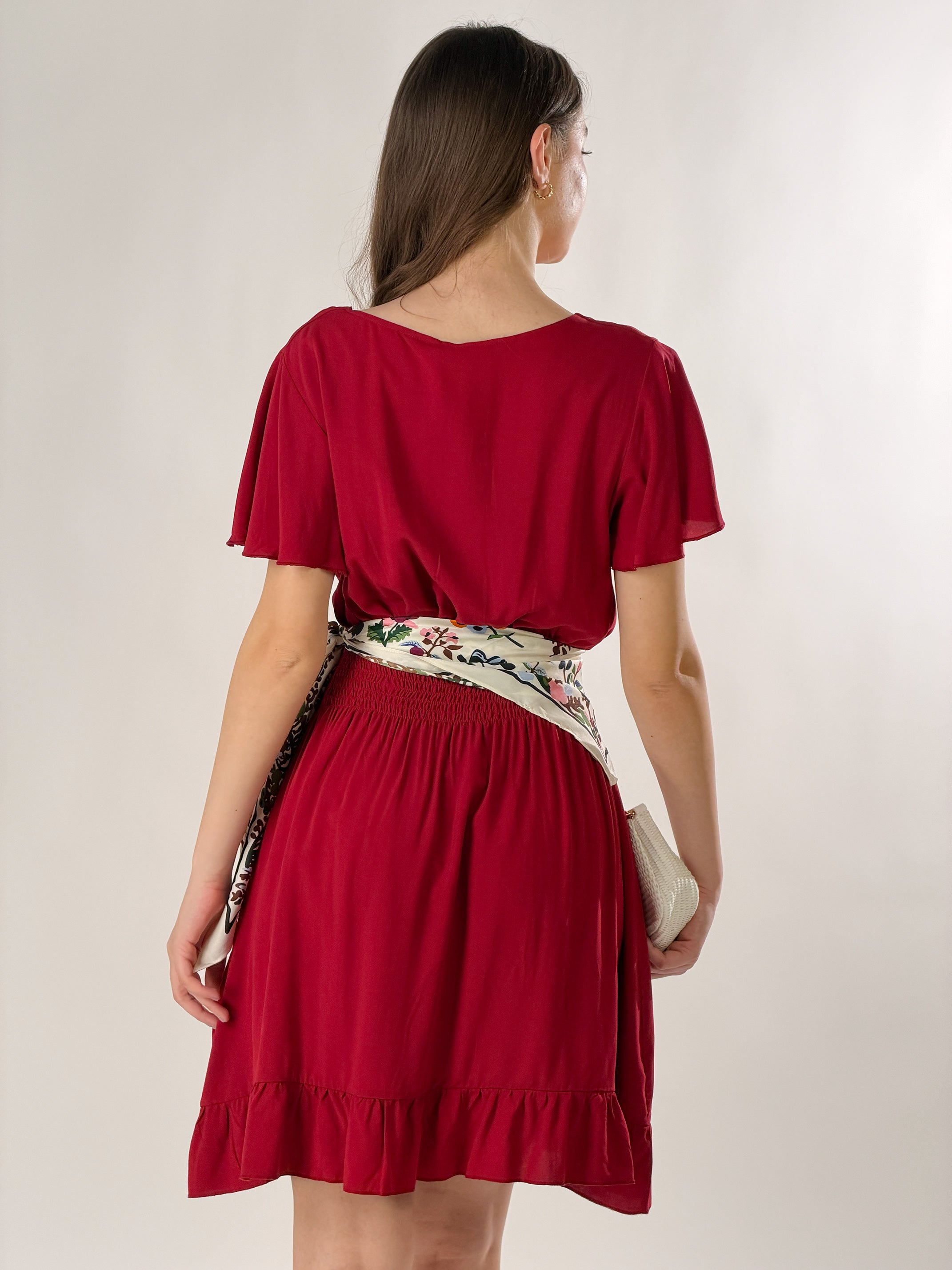 Abito Texas midi incrocio|Colore:Rosso india