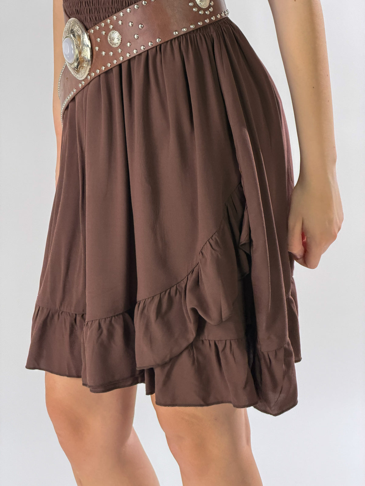 Abito Texas midi incrocio|Colore:Tabacco