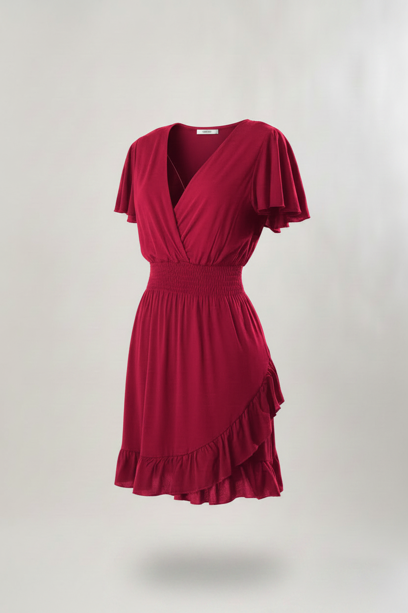 Abito Texas midi incrocio|Colore:Rosso india