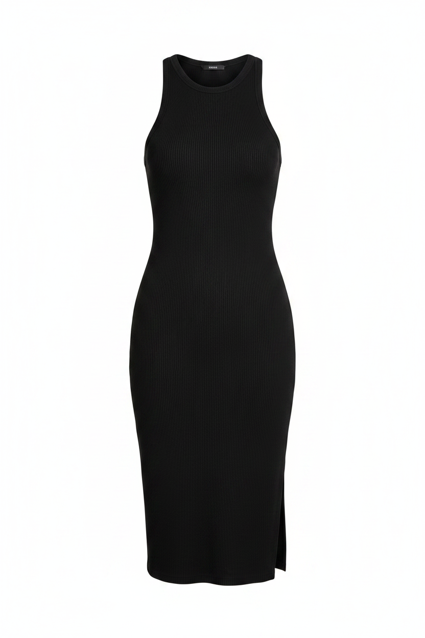 Abito Midi a coste |Colore:Nero
