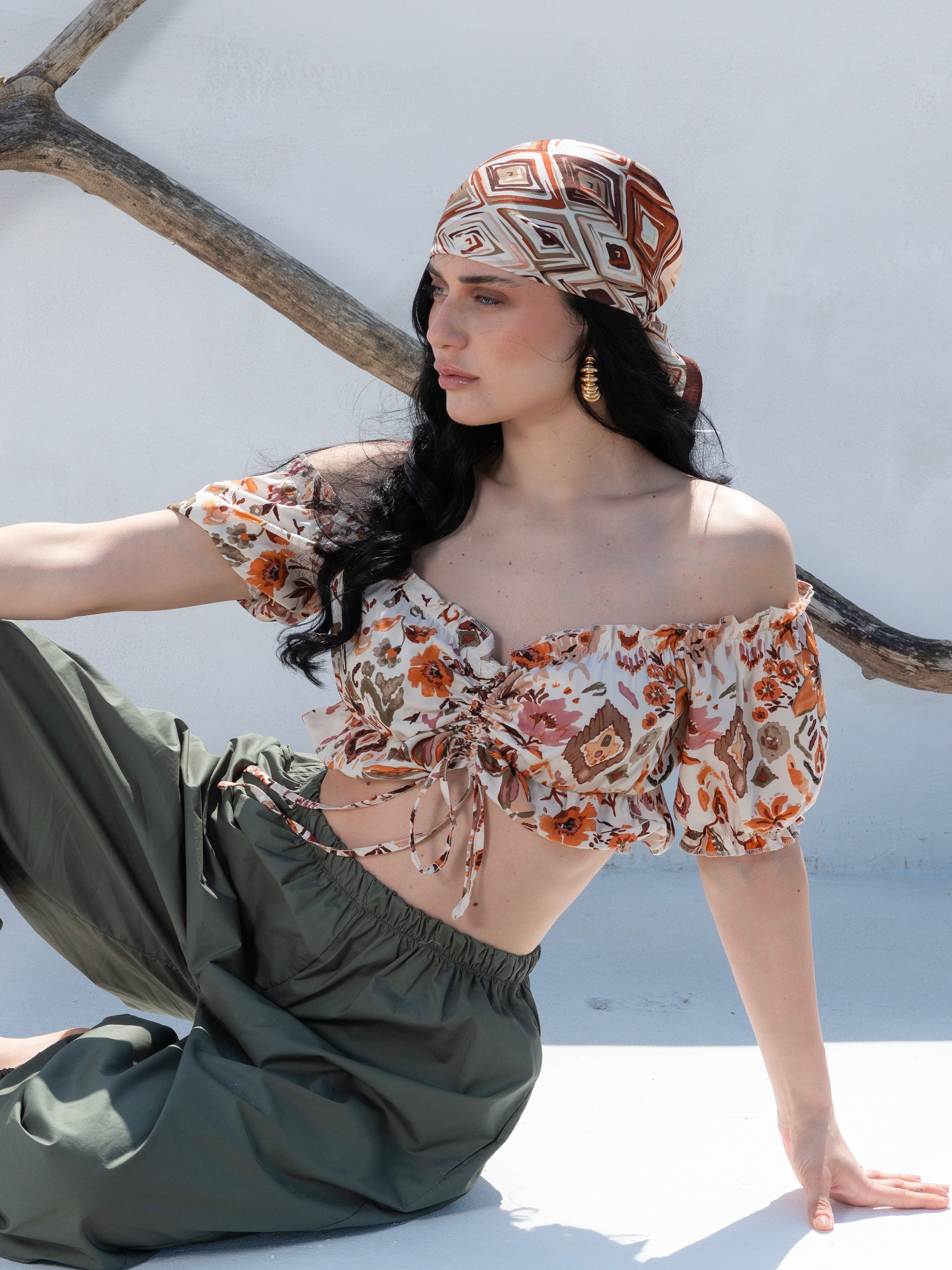 Top cropped fantasia boho|Colore:Cipolla/tabacco