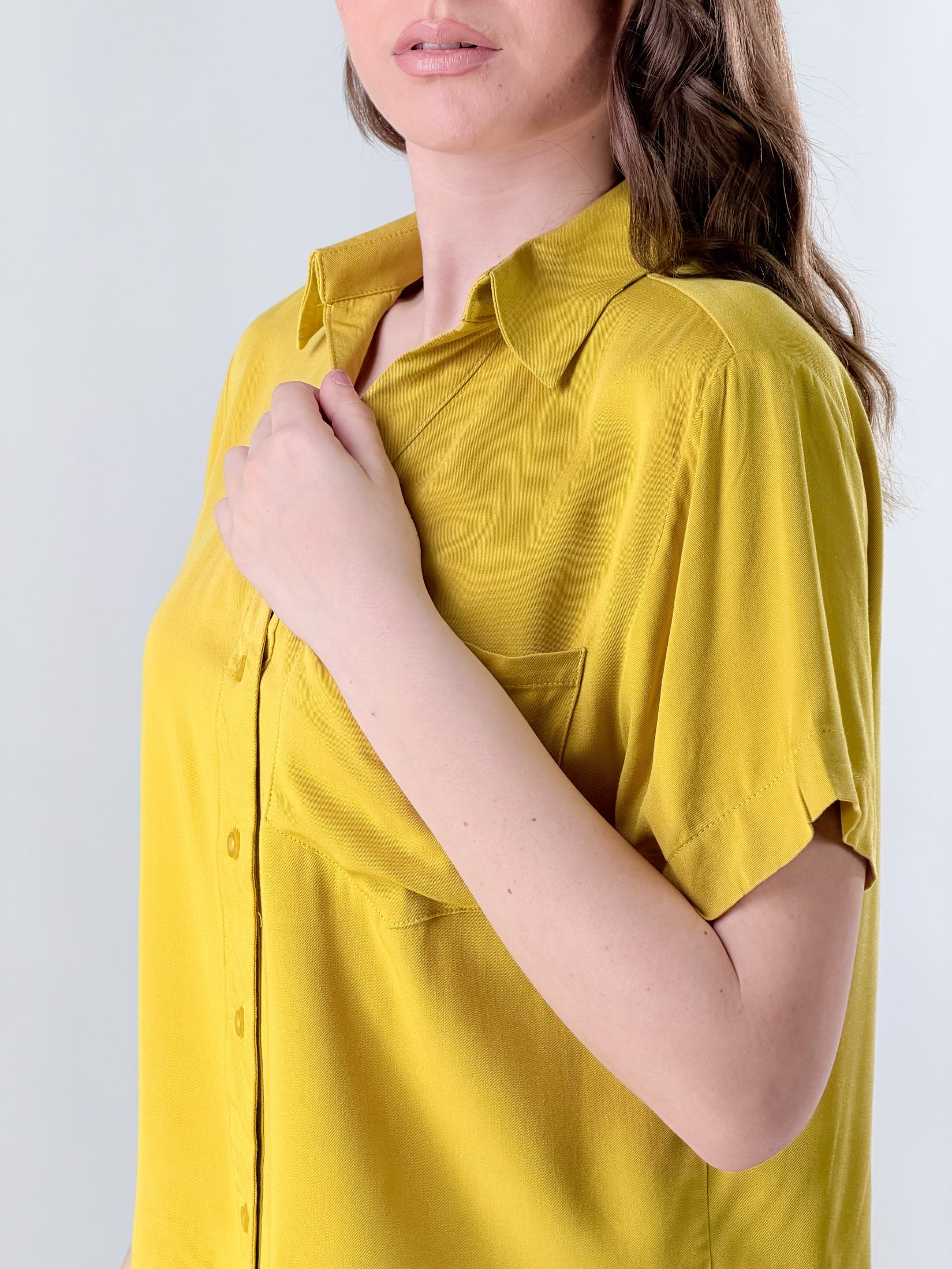 Camicia crop mono taschino|Colore:Mostarda