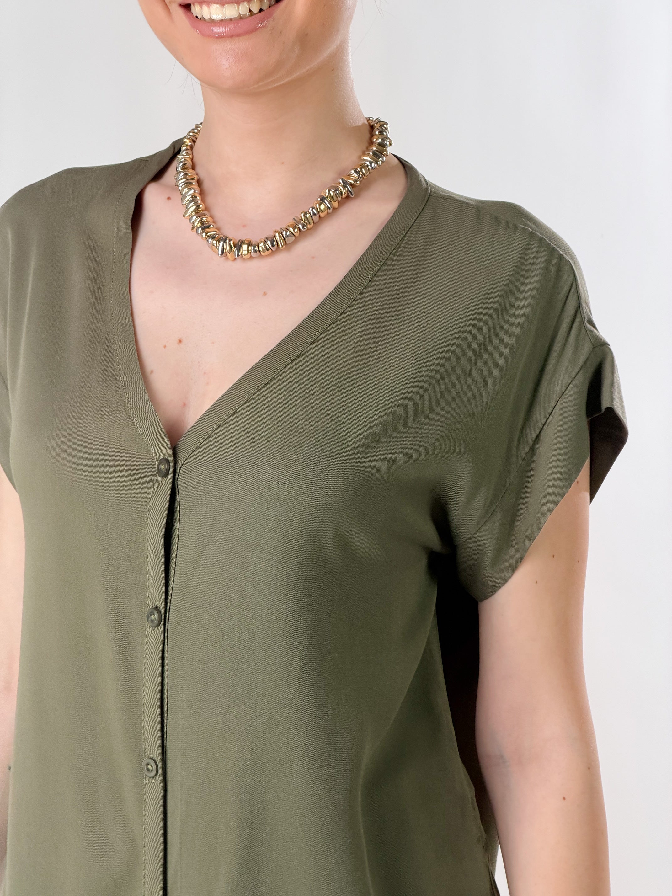 Camicia Nodo scollo a V|Colore:Salvia