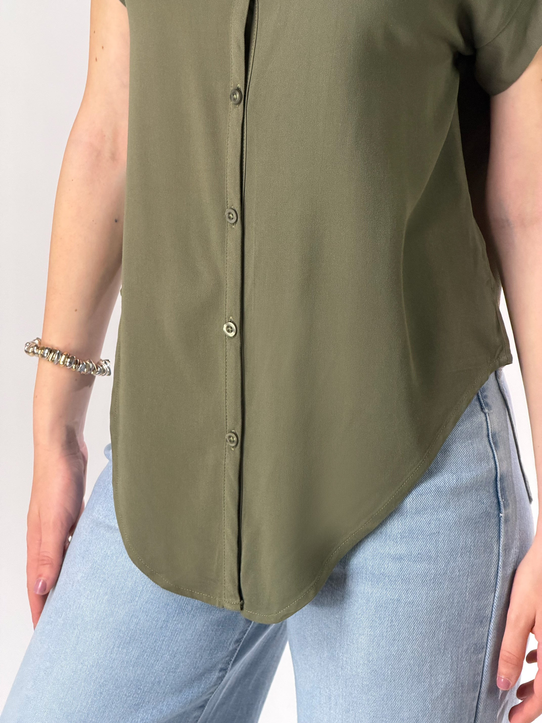 Camicia Nodo scollo a V|Colore:Salvia