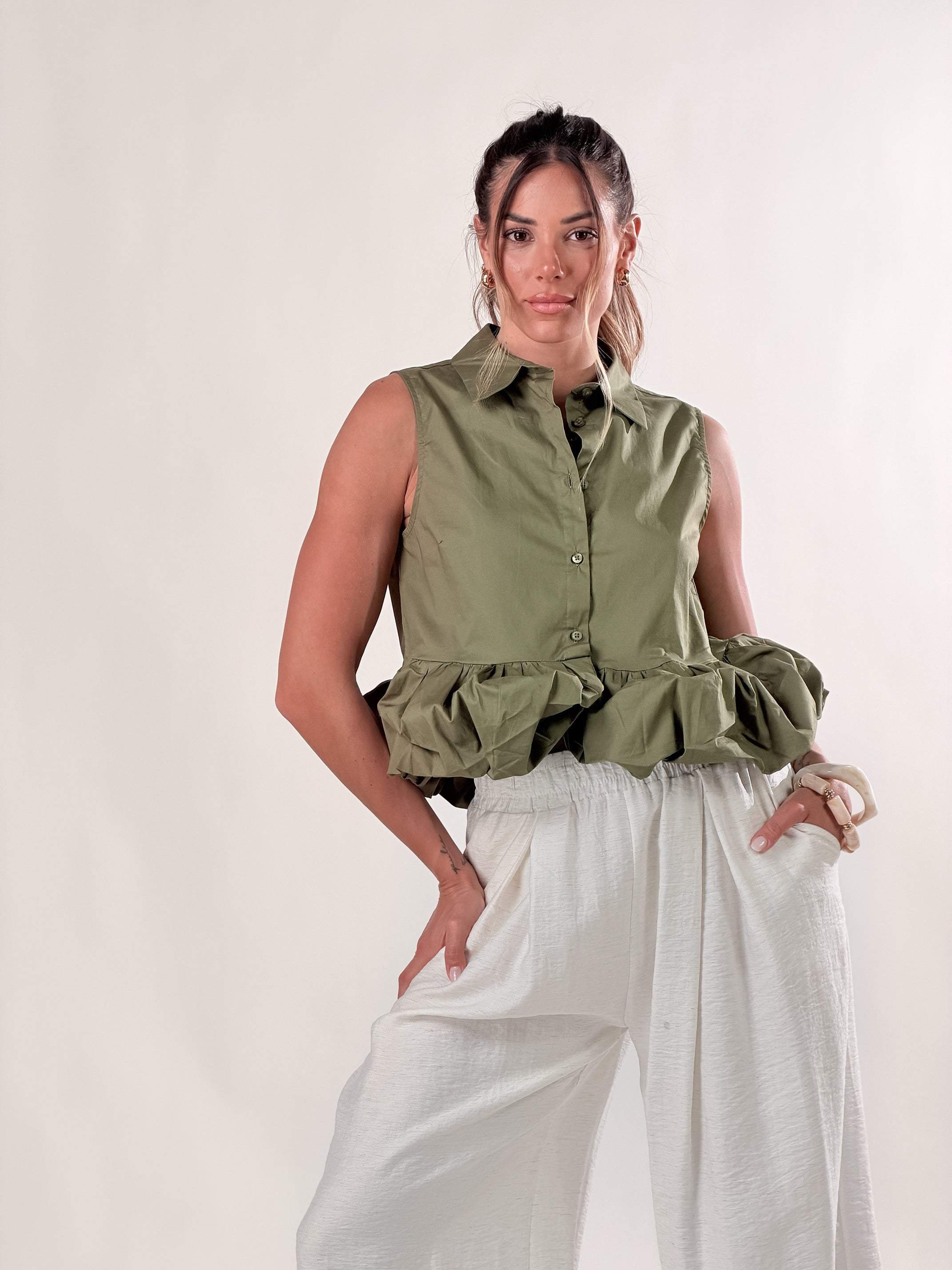 Camicia Peplum|Colore:Salvia