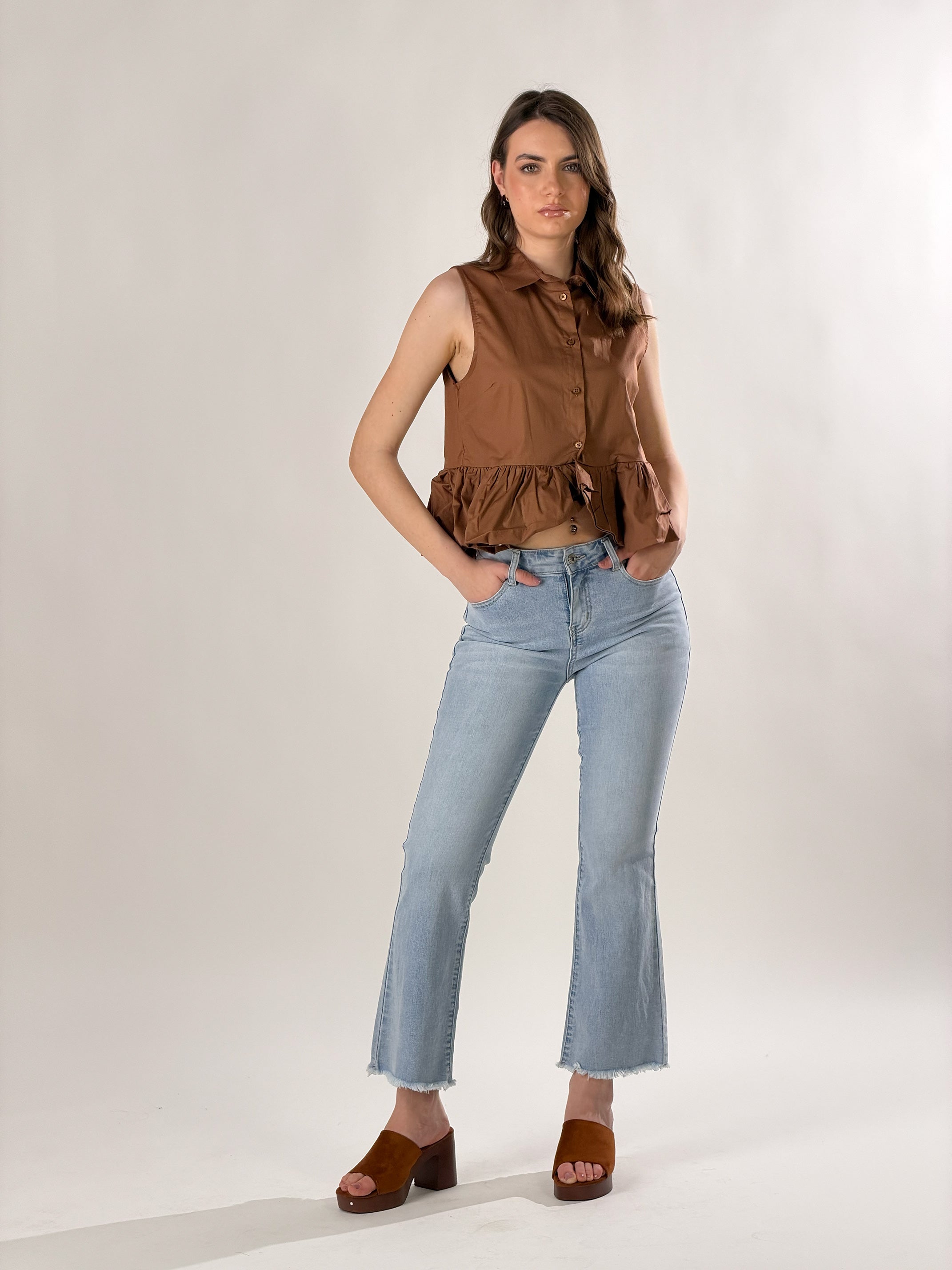 Camicia Peplum|Colore:Nocciola