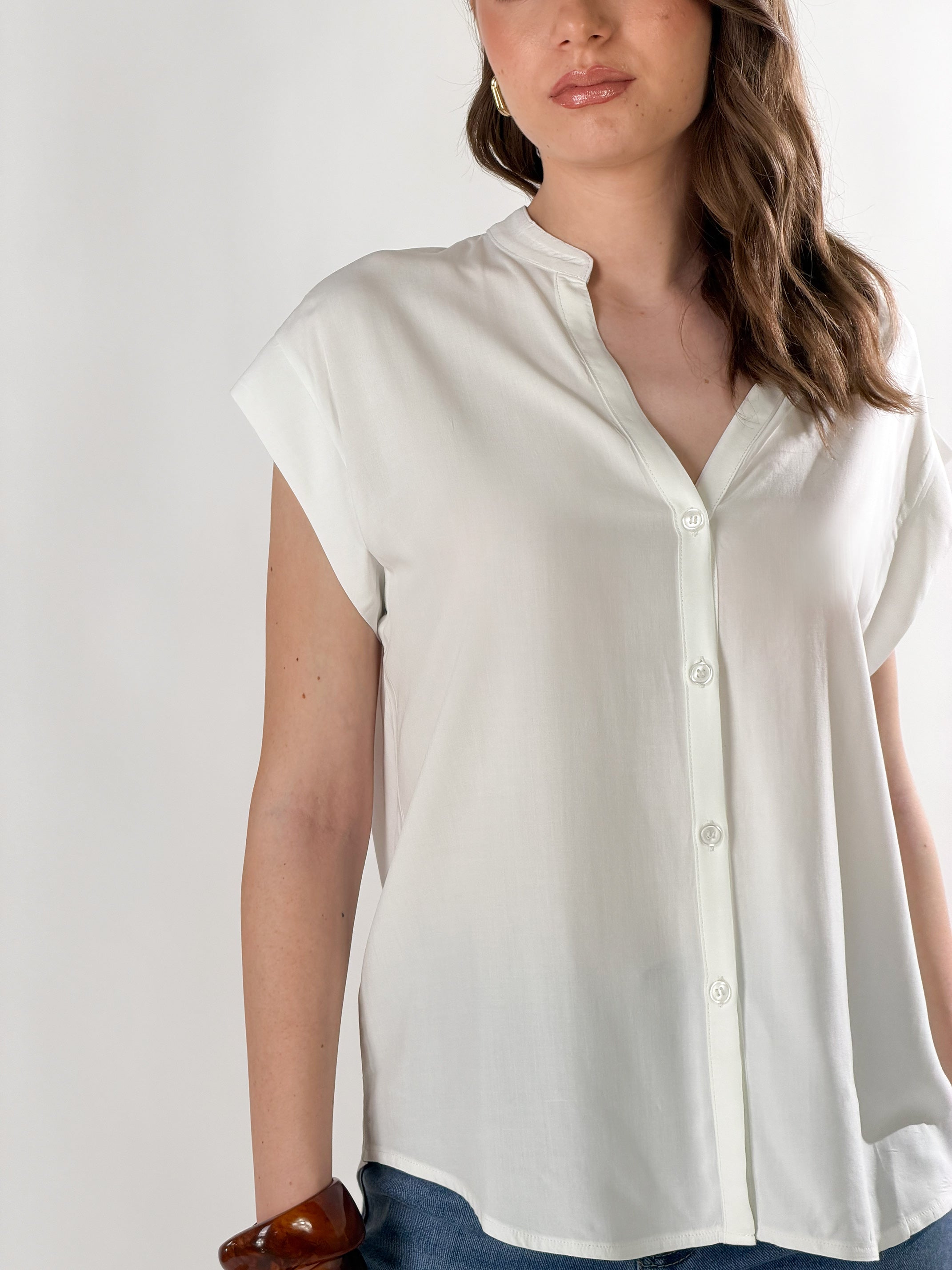 Camicia scollo V|Colore:Latte