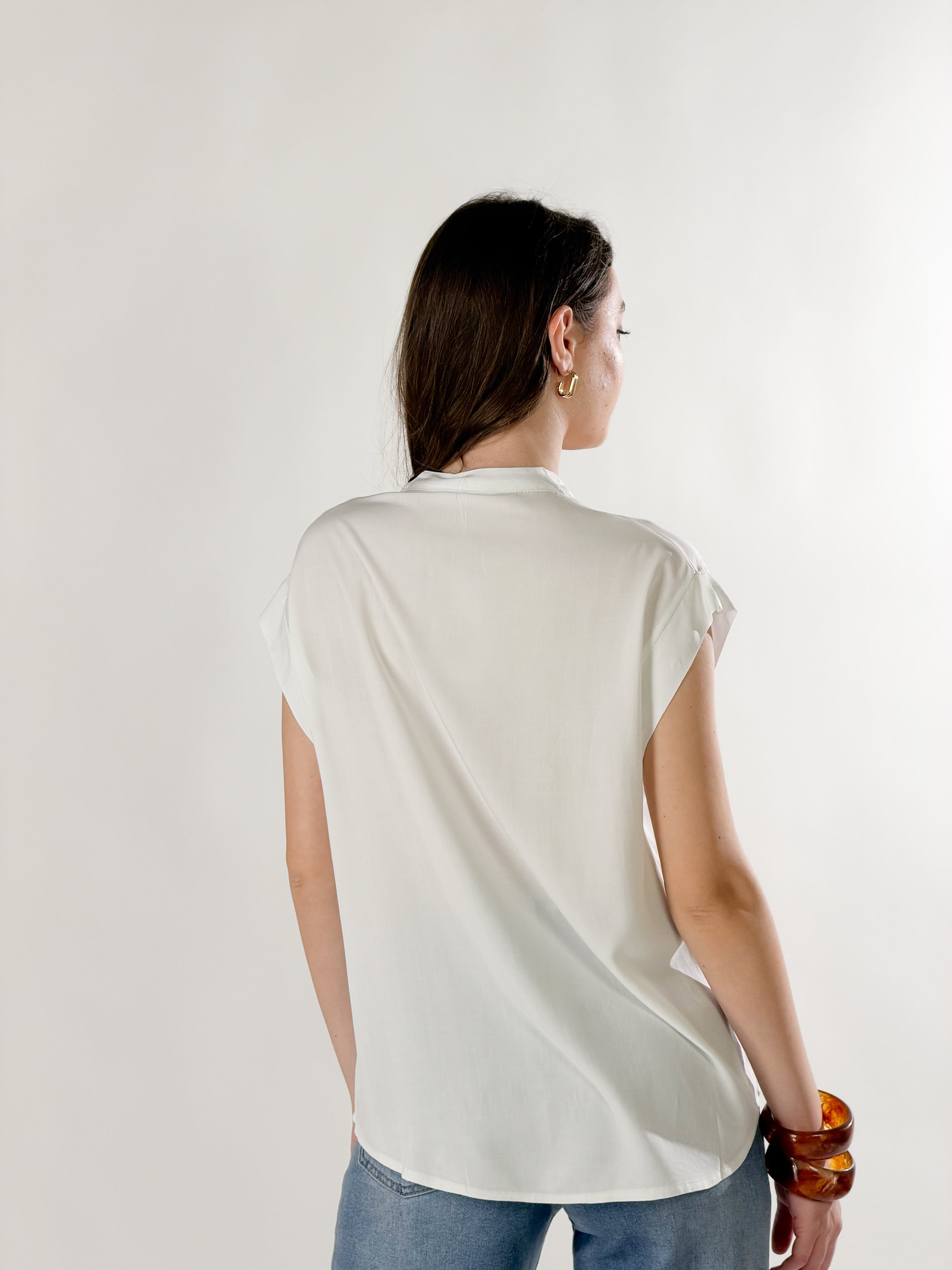 Camicia scollo V|Colore:Latte
