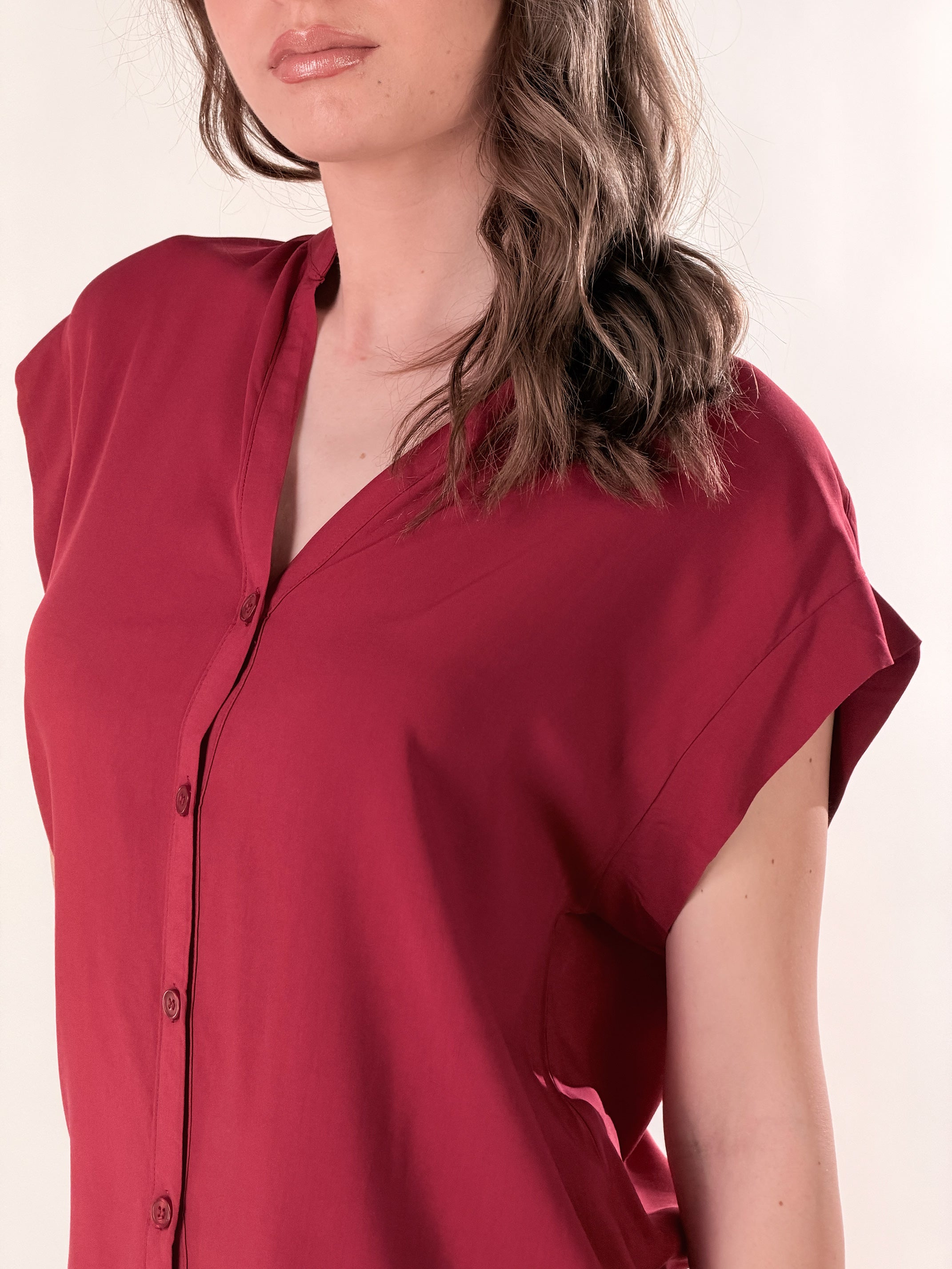 Camicia scollo V|Colore:Rosso india