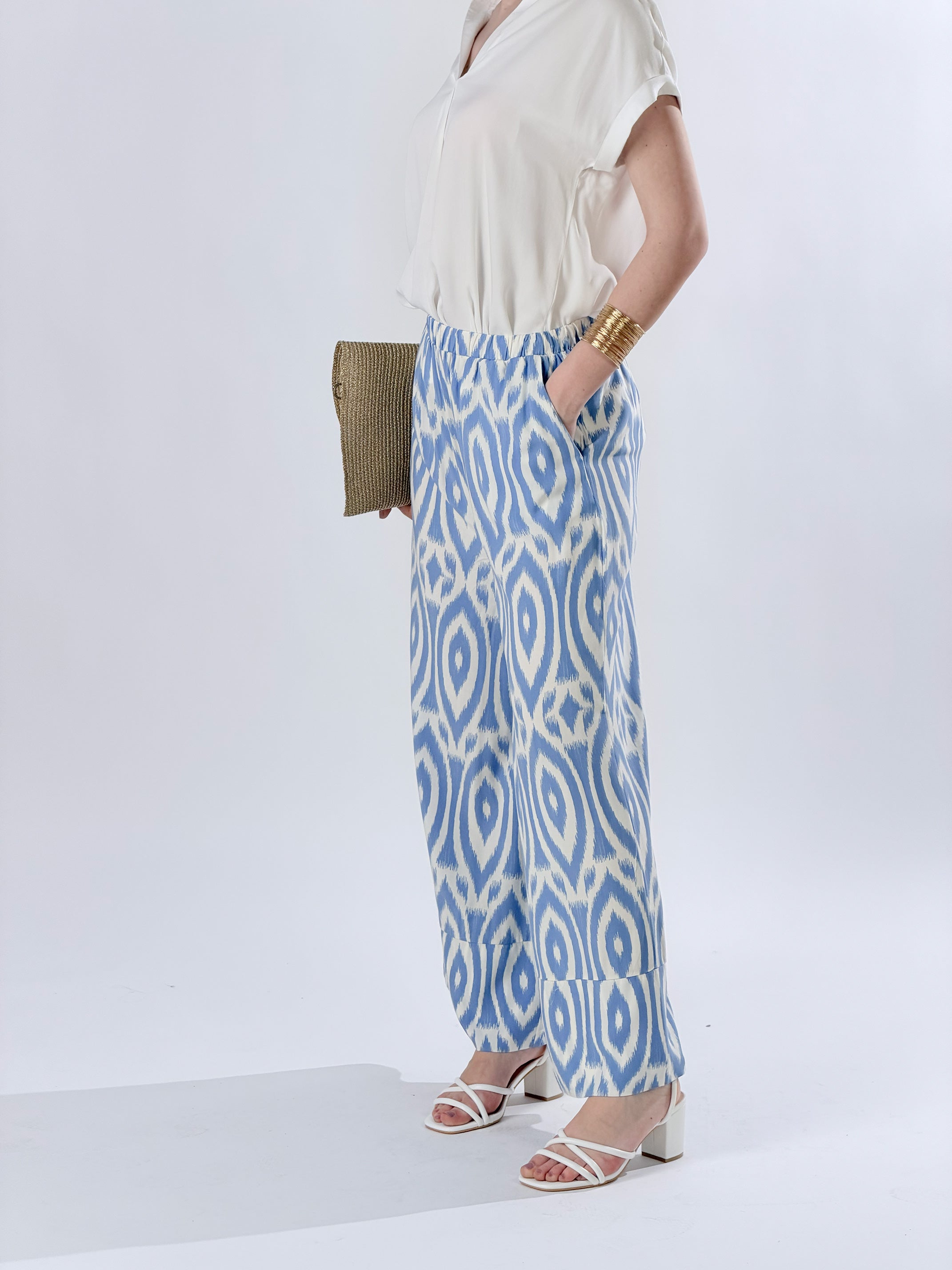 Pantalone stampa boho|Colore:Denim
