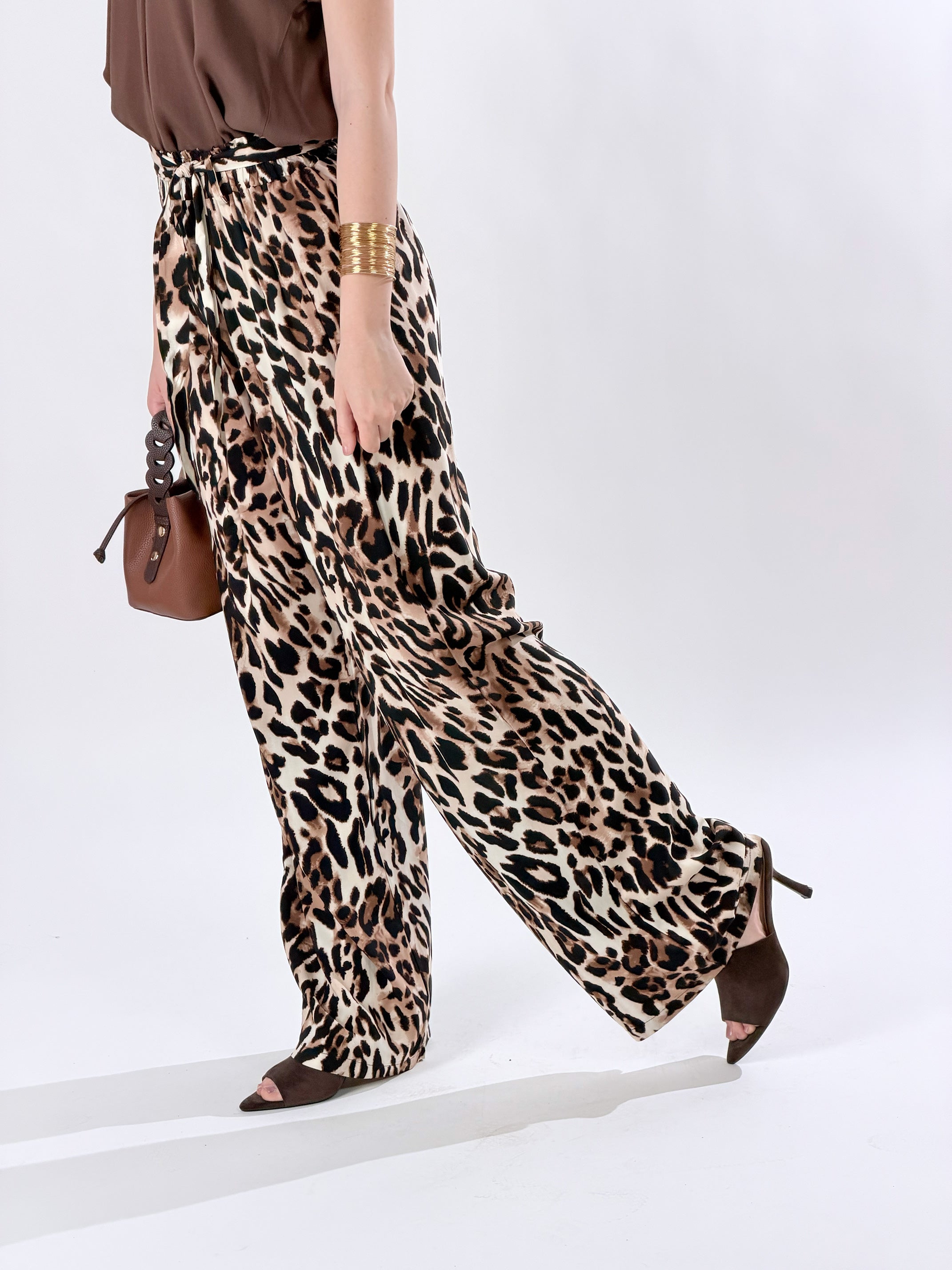 Pantalone Palazzo stampa leopardata|Colore:Maculato