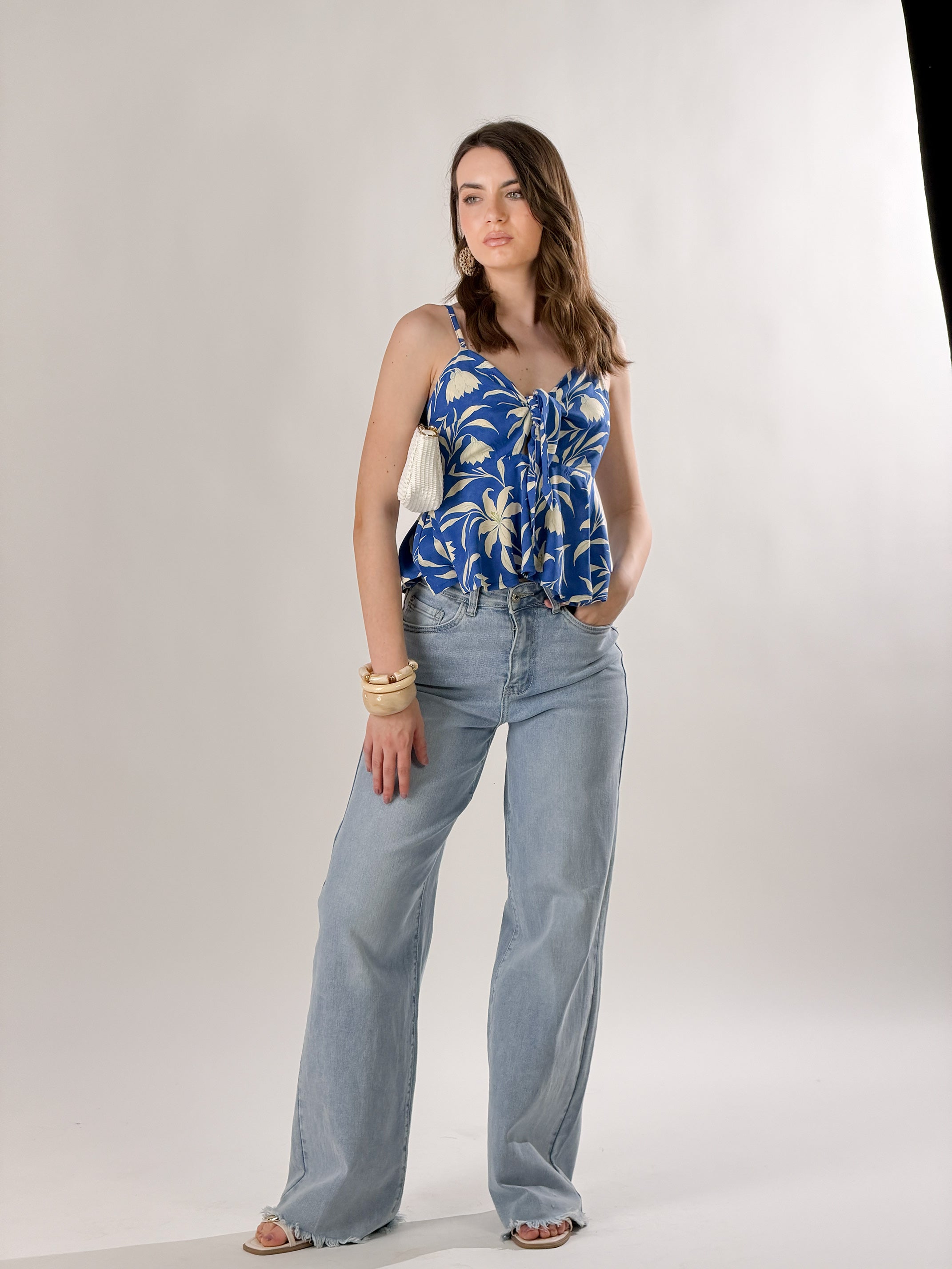 Top Fiocco fantasia|Colore:Blu royal