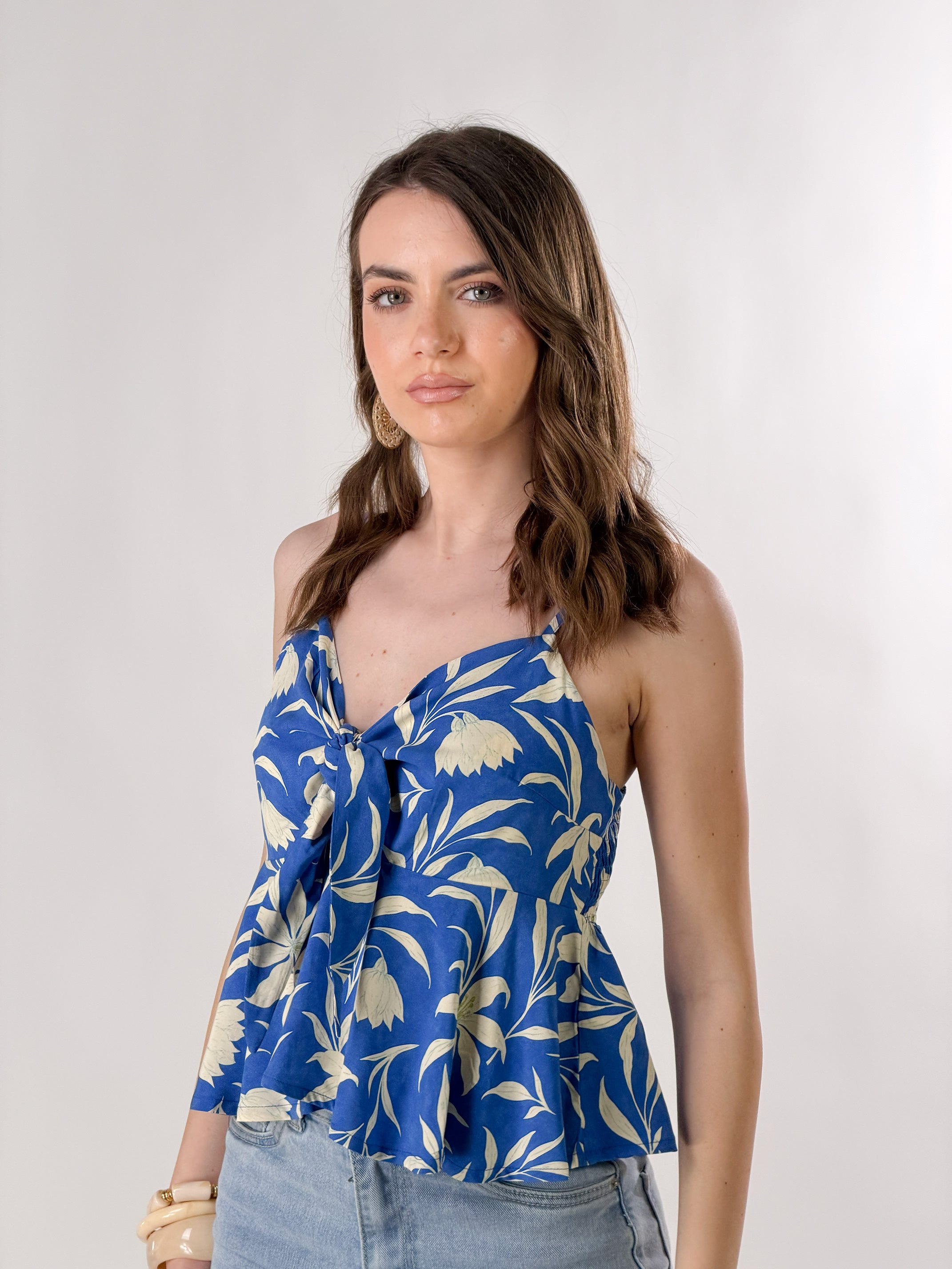 Top Fiocco fantasia|Colore:Blu royal