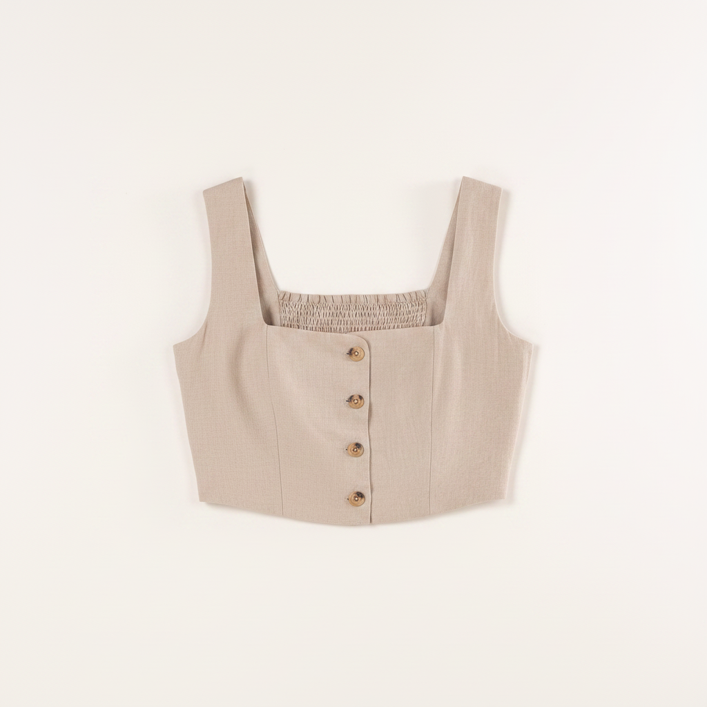 Top Karen effetto lino|Colore:Beige