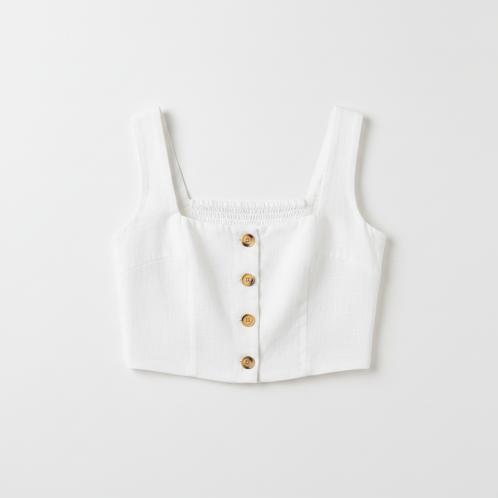 Top Karen effetto lino|Colore:Bianco