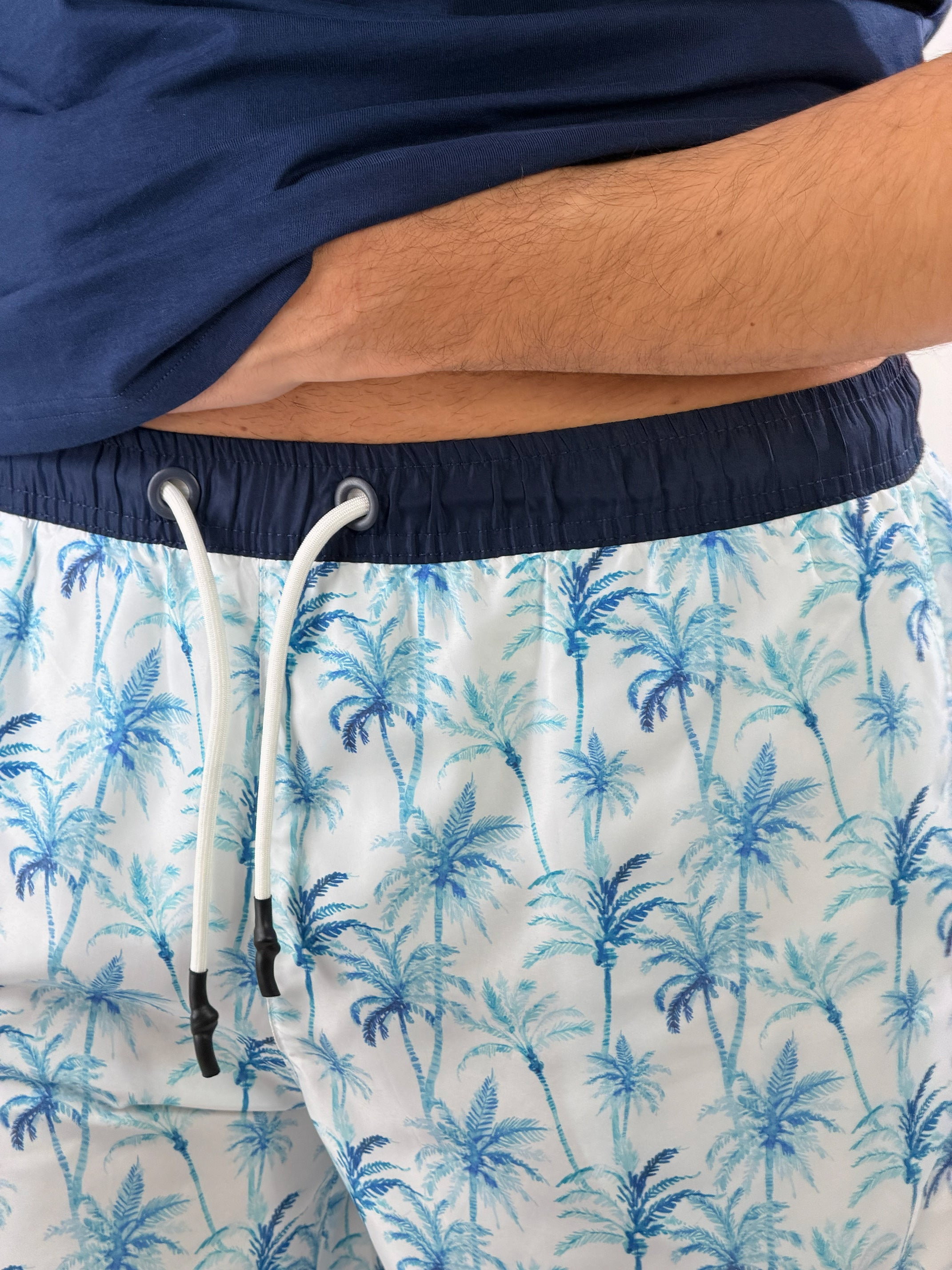 Costume Boxer palme|Colore:Bianco/blu