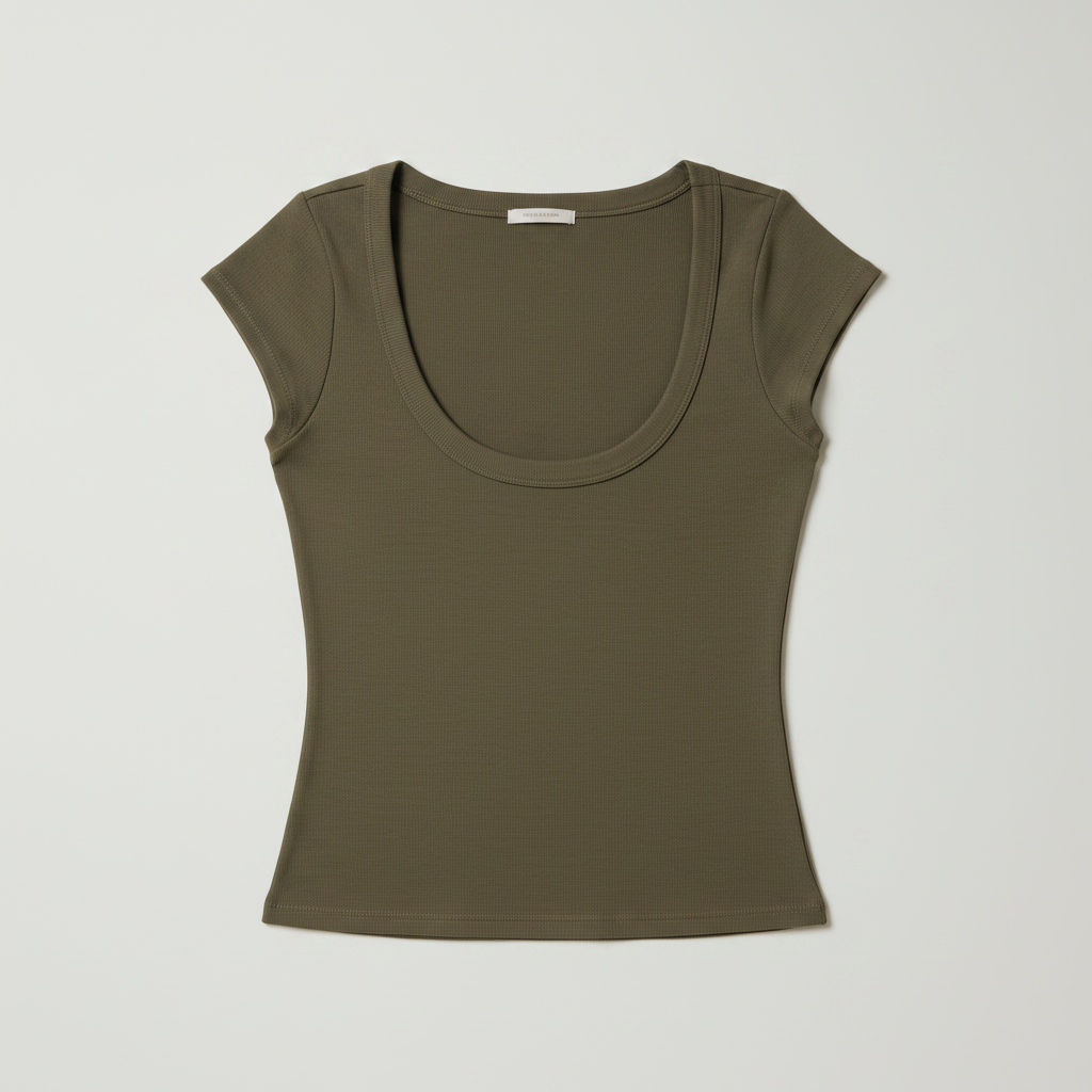 T-Shirt U neck|Colore:Salvia