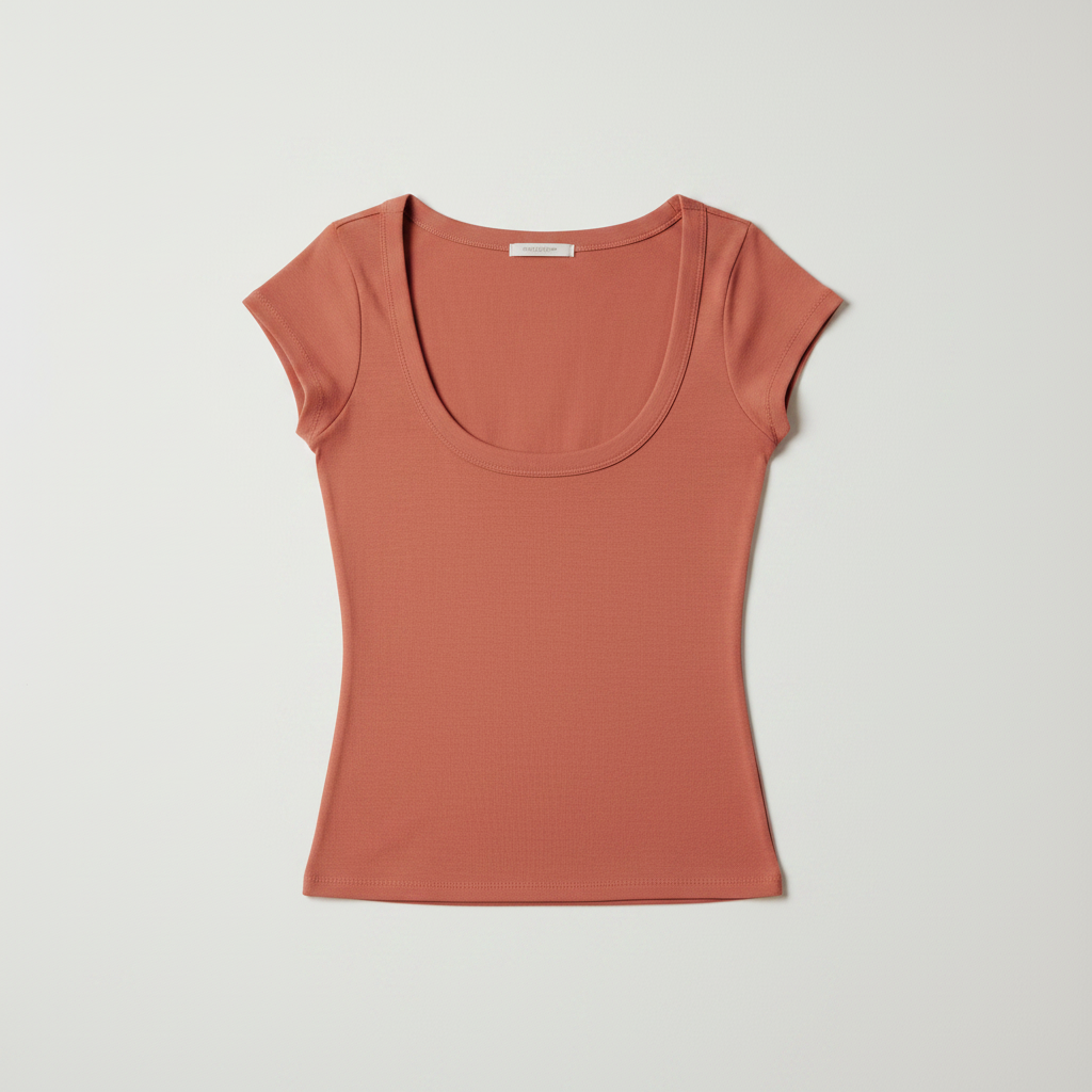 T-Shirt U neck|Colore:Terracotta
