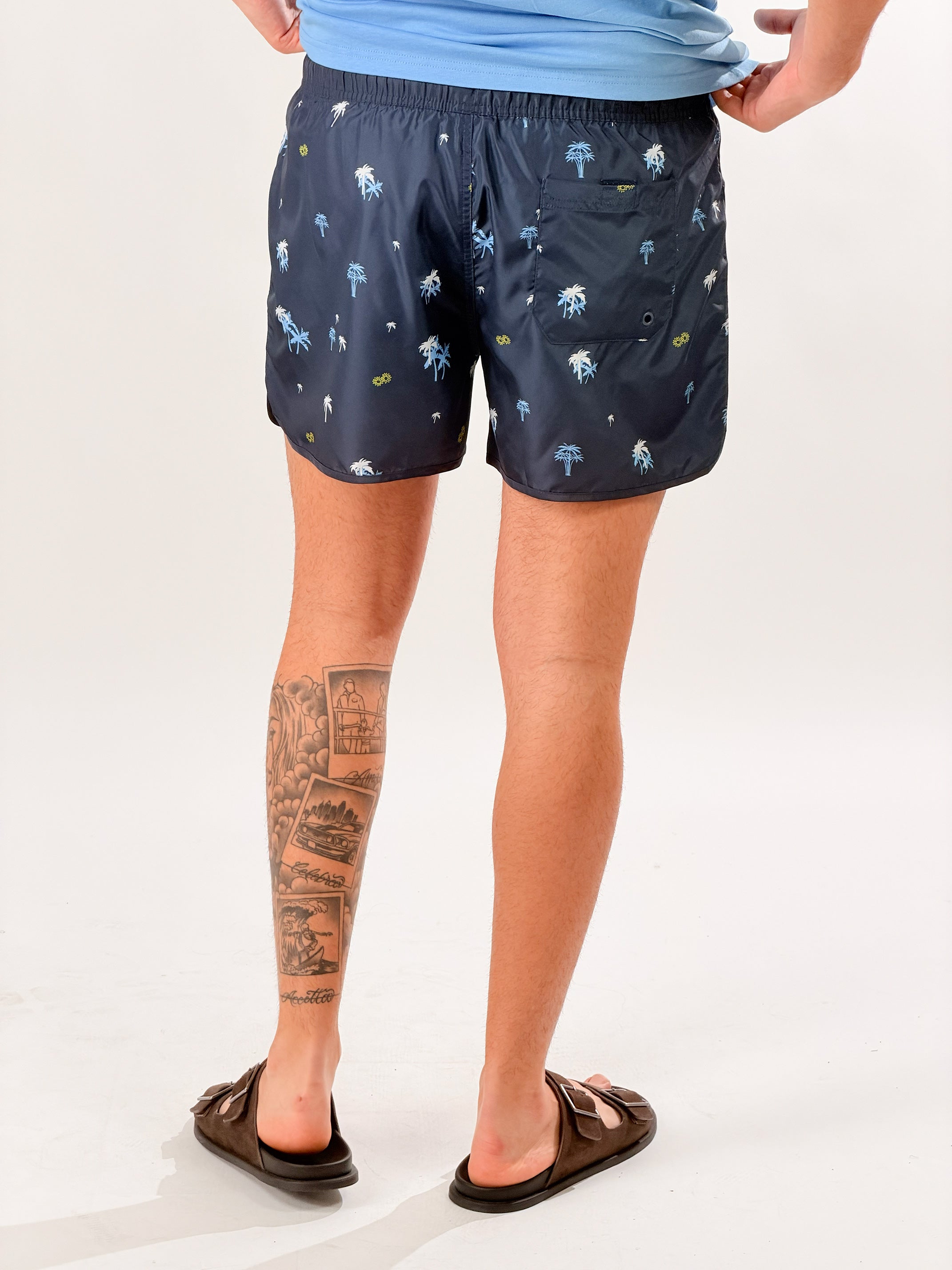 Costume Boxer Palme|Colore:Blu