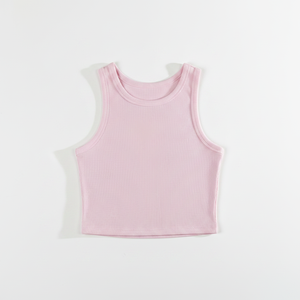 Canotta costina crop|Colore:Rosa chiaro