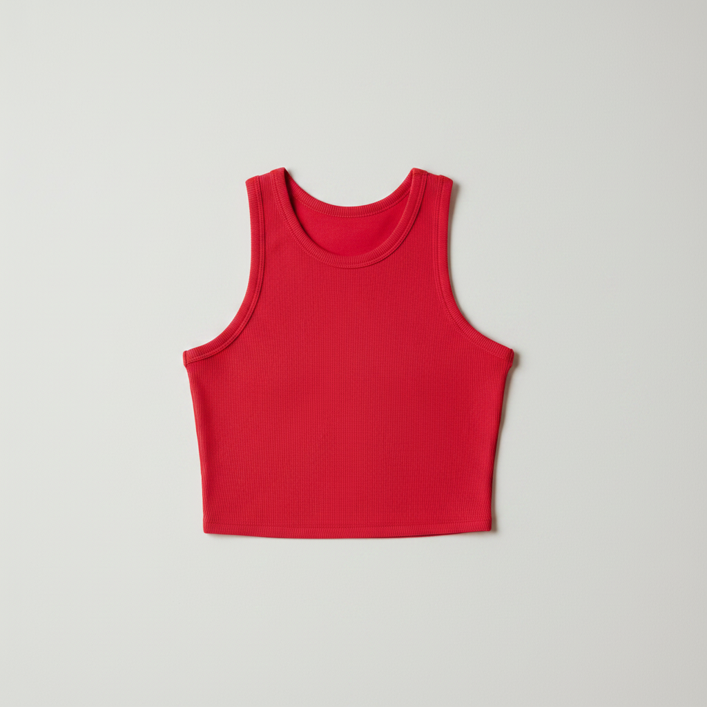 Canotta costina crop|Colore:Rosso tomato